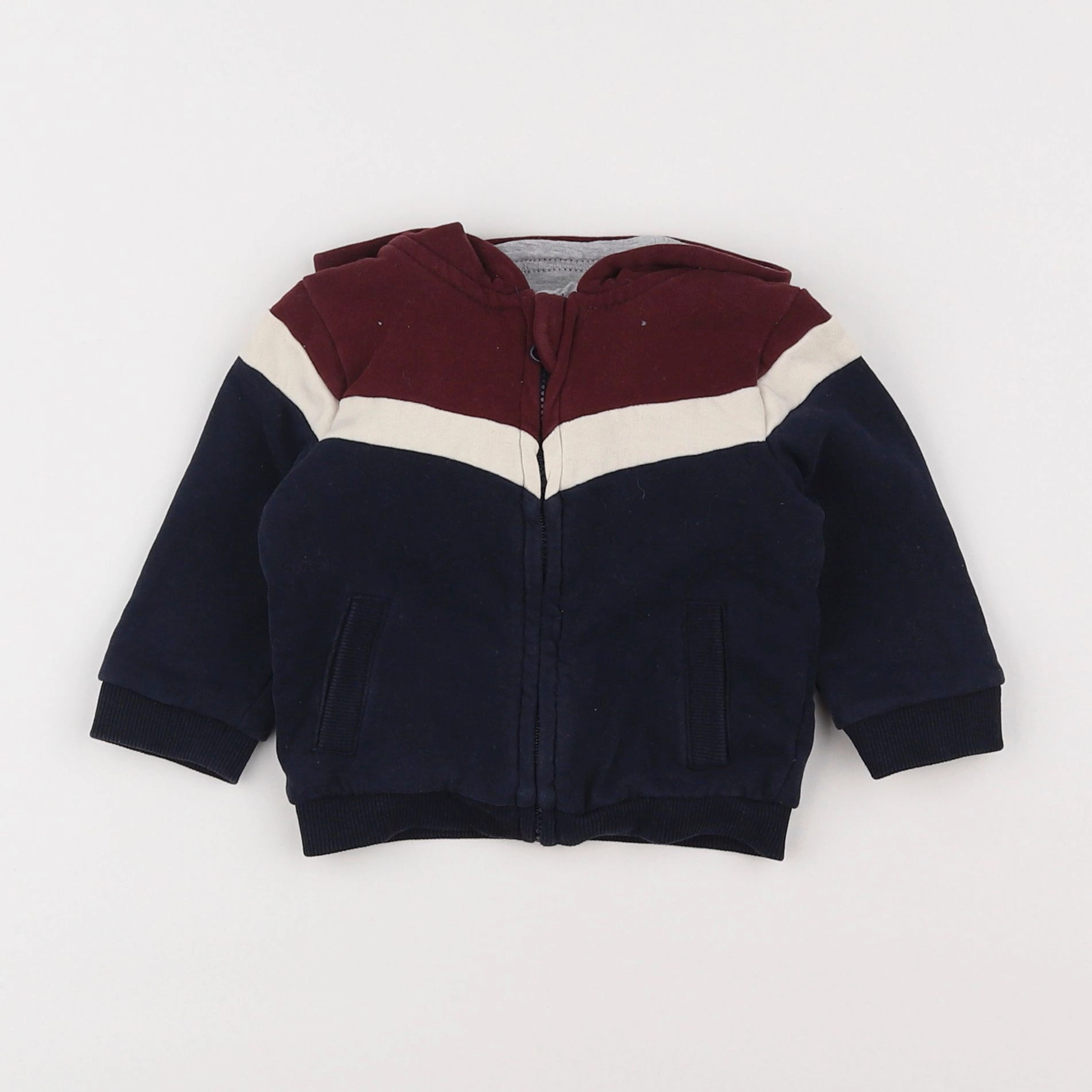 Vertbaudet - sweat bleu, rouge - 6 mois