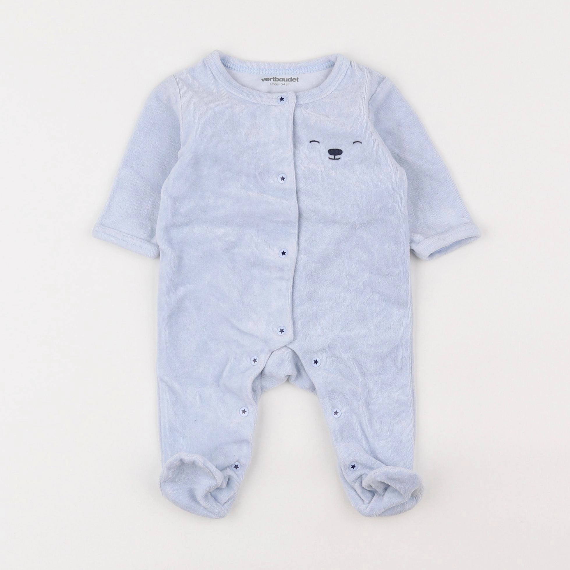 Vertbaudet - pyjama velours bleu - 1 mois