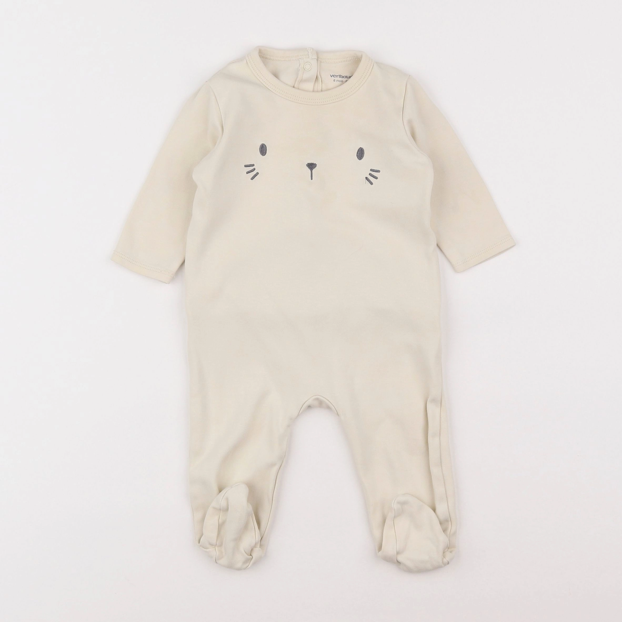 Vertbaudet - pyjama coton beige - 6 mois