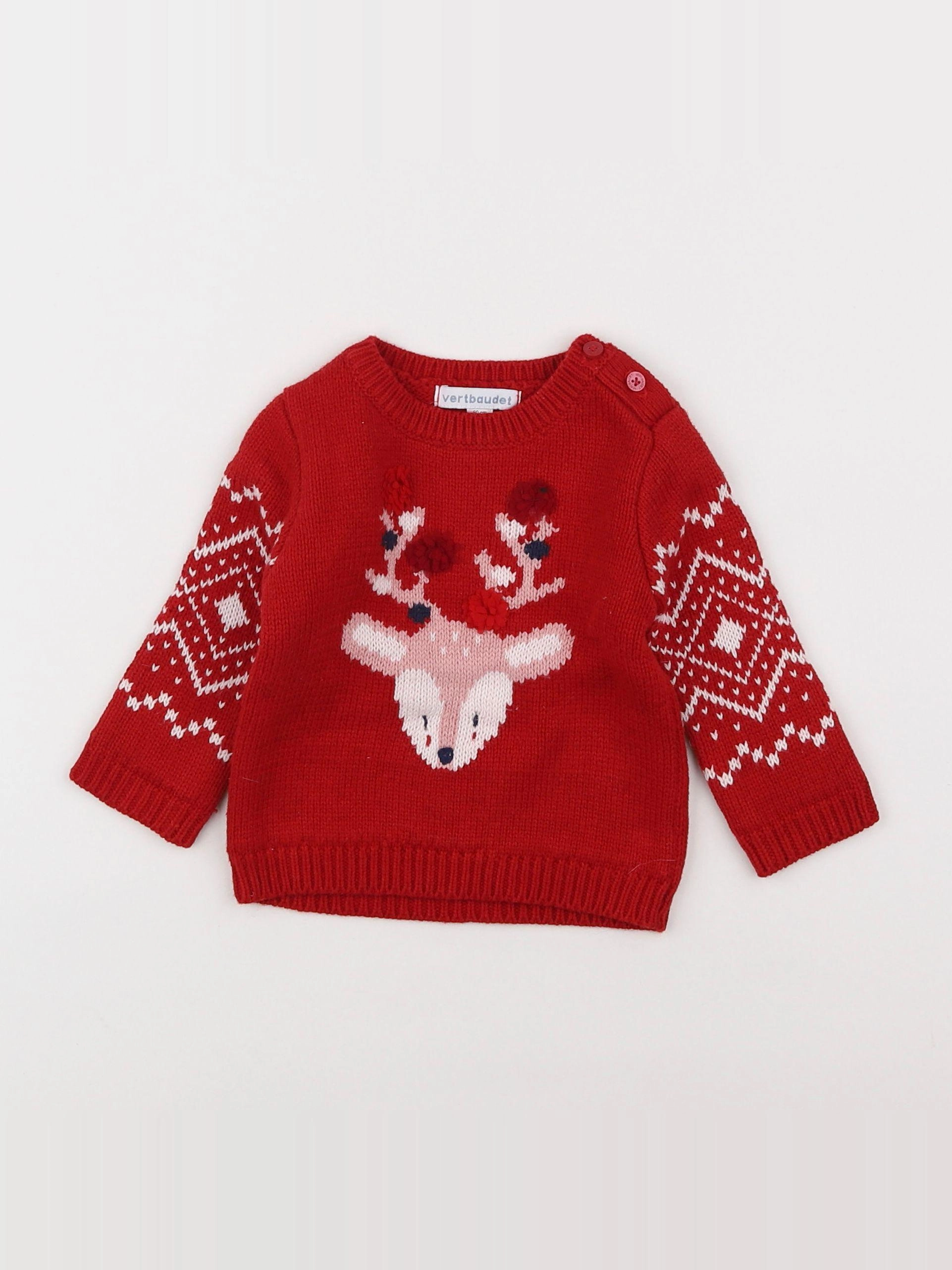 Vertbaudet - pull rouge - 3 mois
