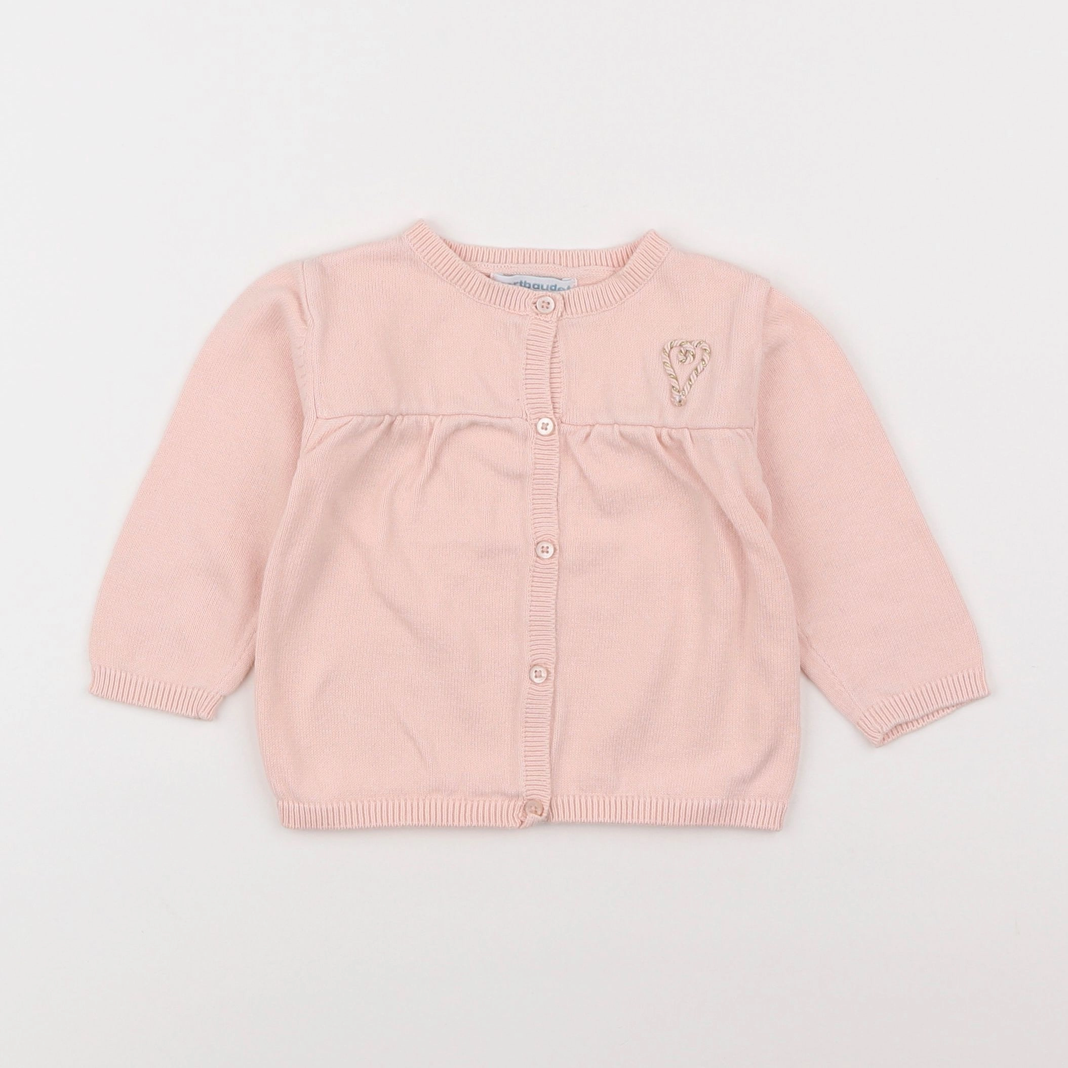 Vertbaudet - gilet rose - 12 mois