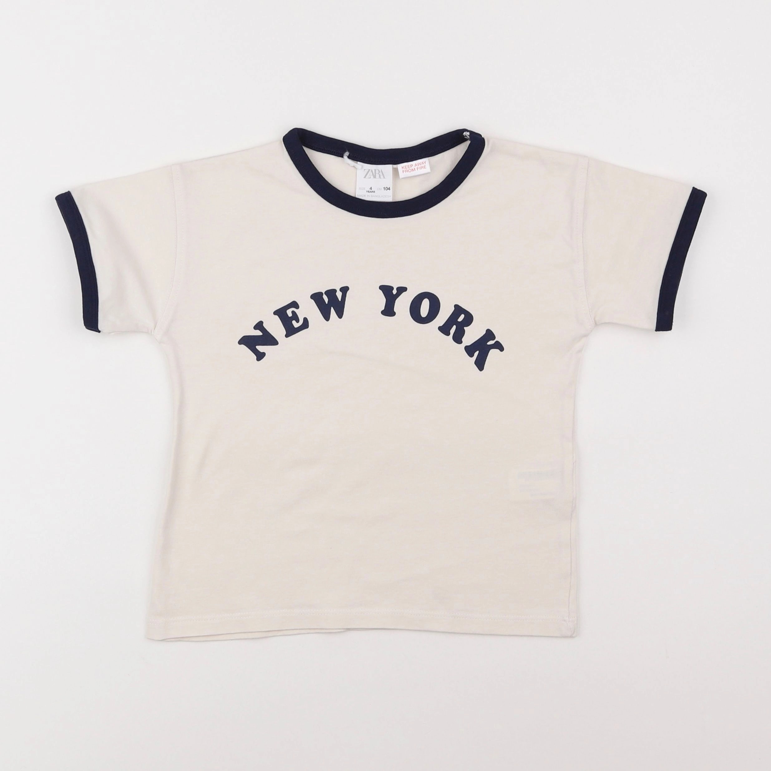 Zara - tee-shirt beige, bleu - 4 ans