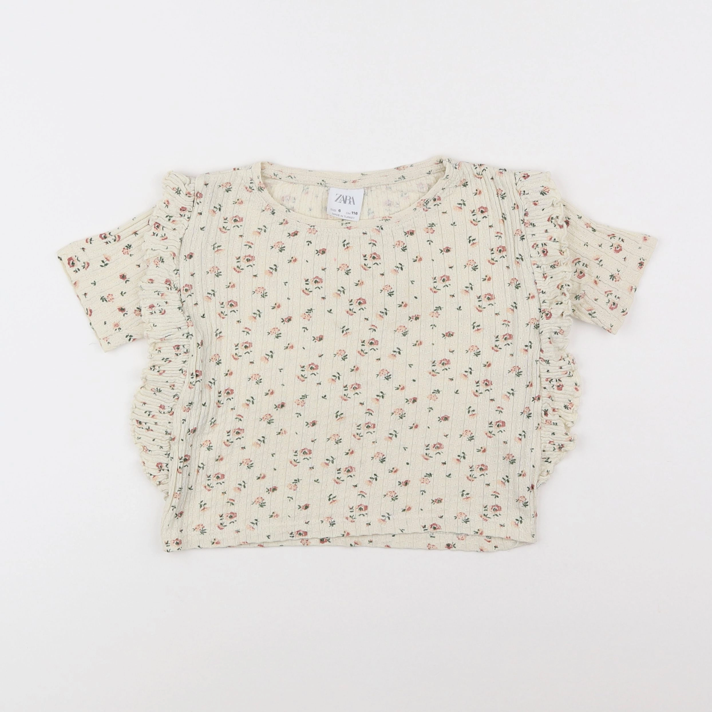 Zara - tee-shirt beige, rose - 6 ans