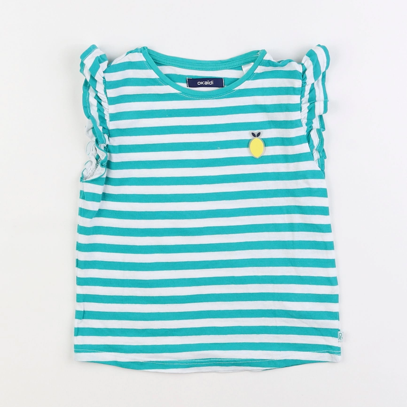 Okaidi - tee-shirt vert, blanc - 5 ans