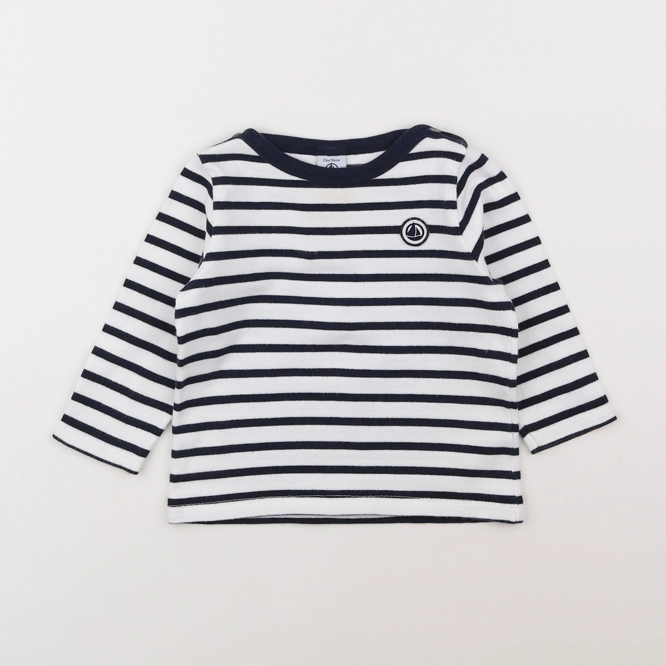 Petit Bateau - tee-shirt bleu, blanc - 2 ans