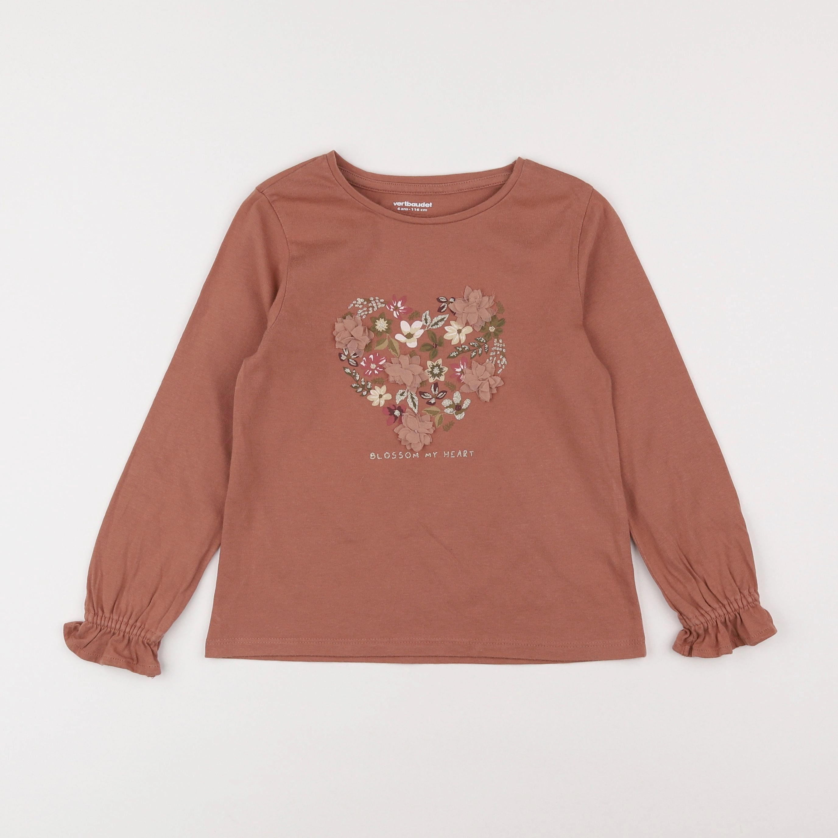 Vertbaudet - tee-shirt marron - 6 ans