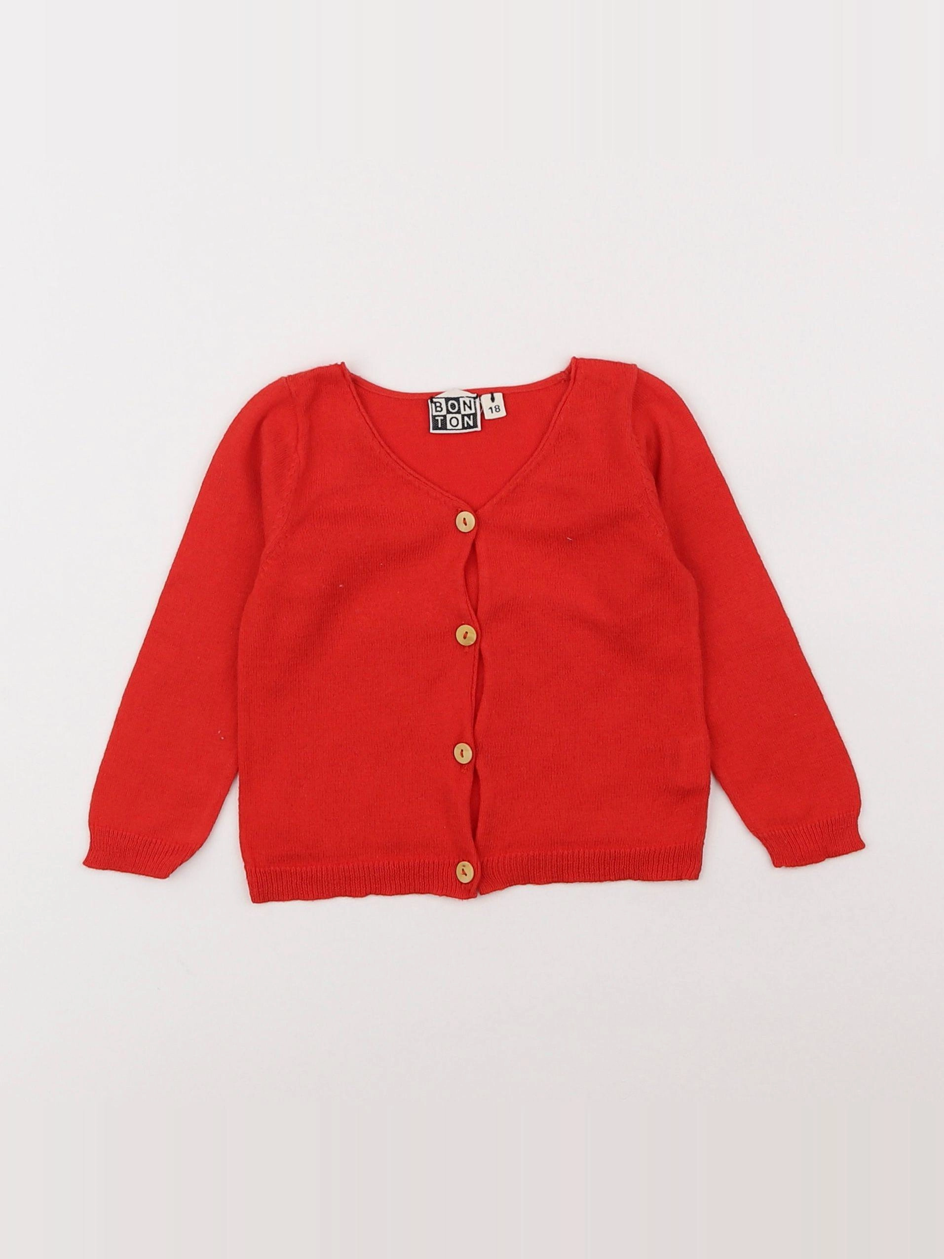 Bonton - gilet rouge - 18 mois