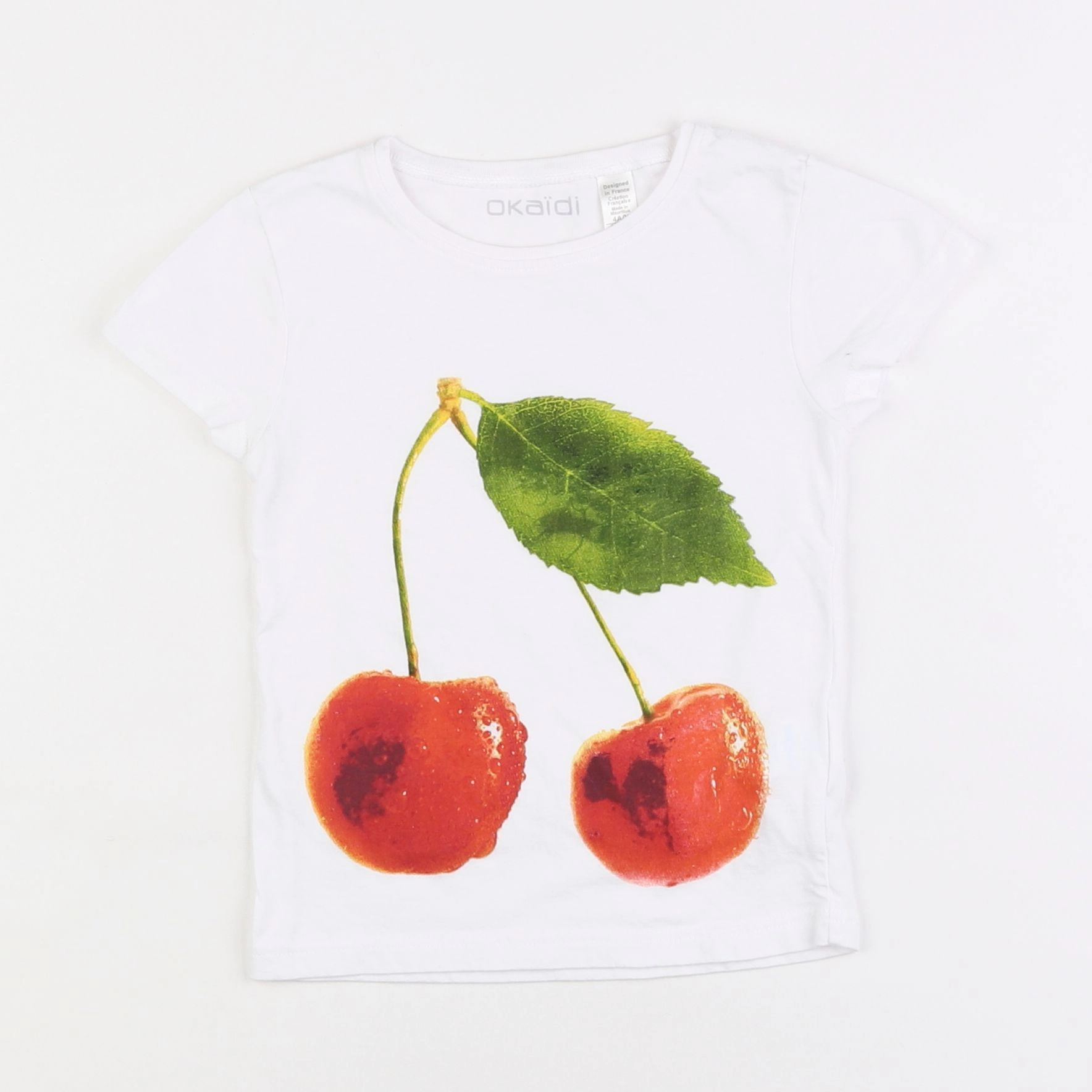 Okaidi - tee-shirt blanc, rouge - 4 ans