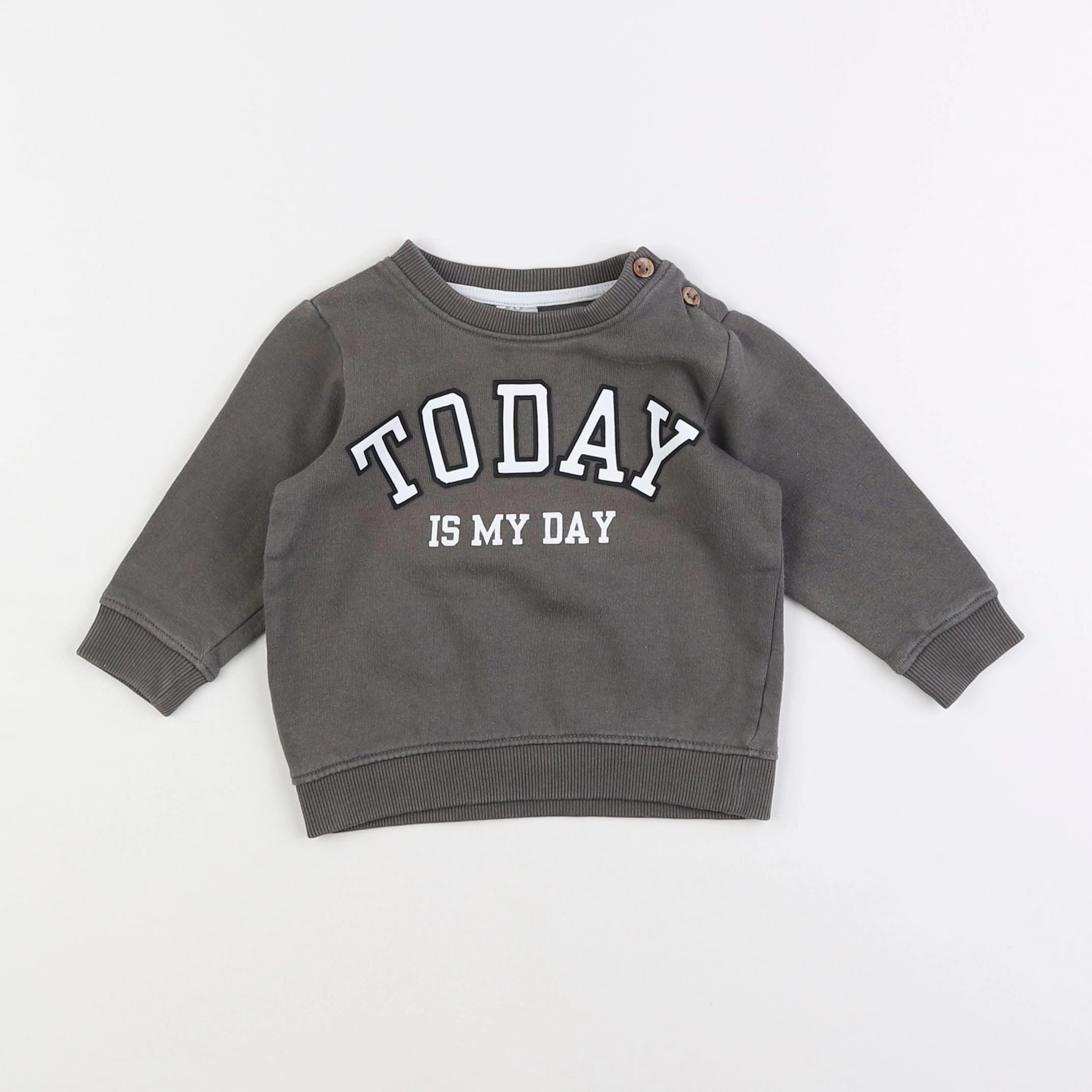 H&M - sweat gris - 6/9 mois