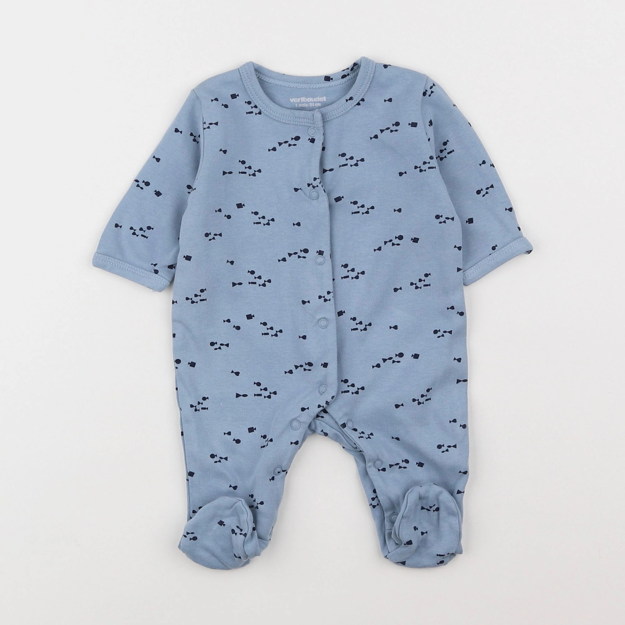 Vertbaudet - pyjama coton bleu - 1 mois