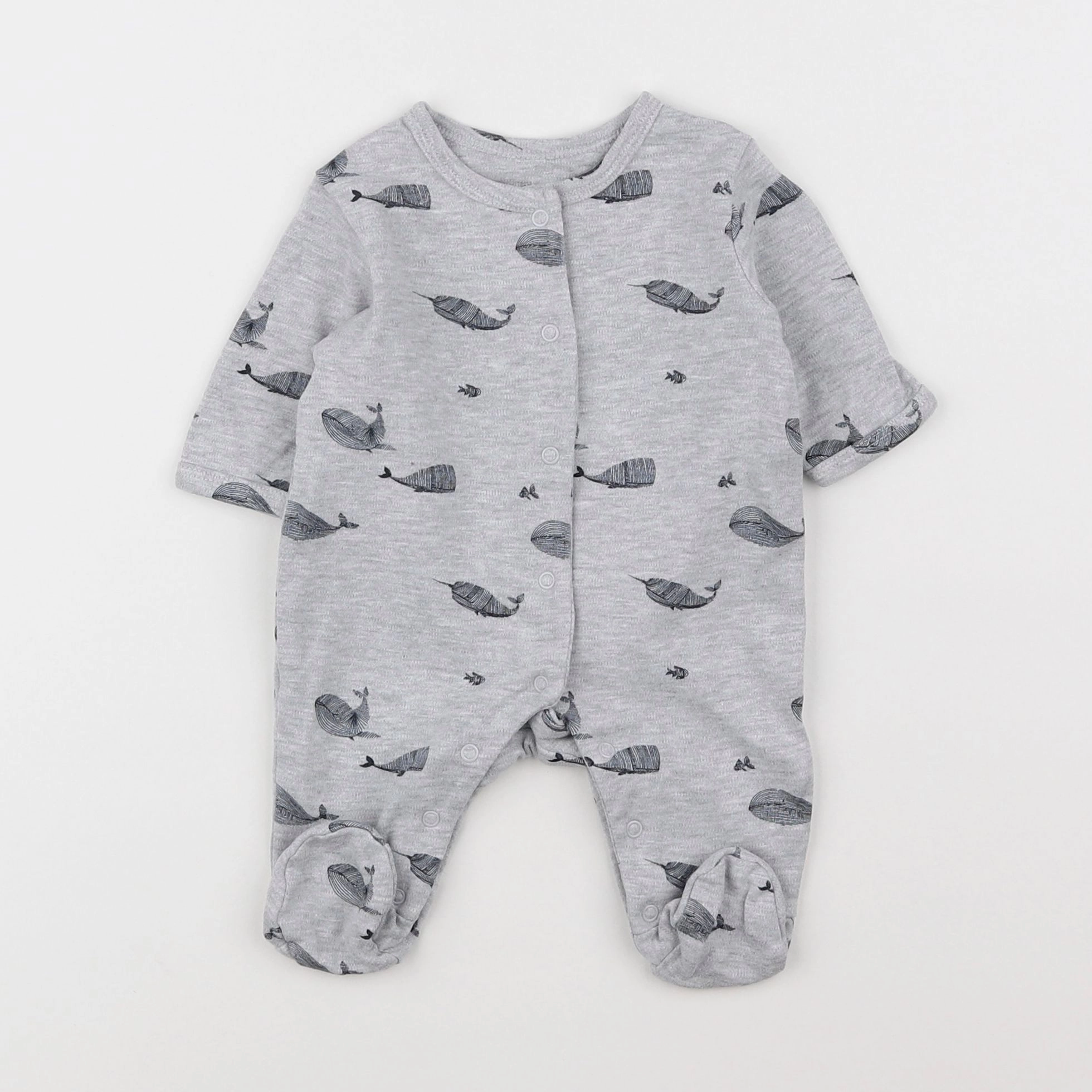 Vertbaudet - pyjama coton gris - 1 mois