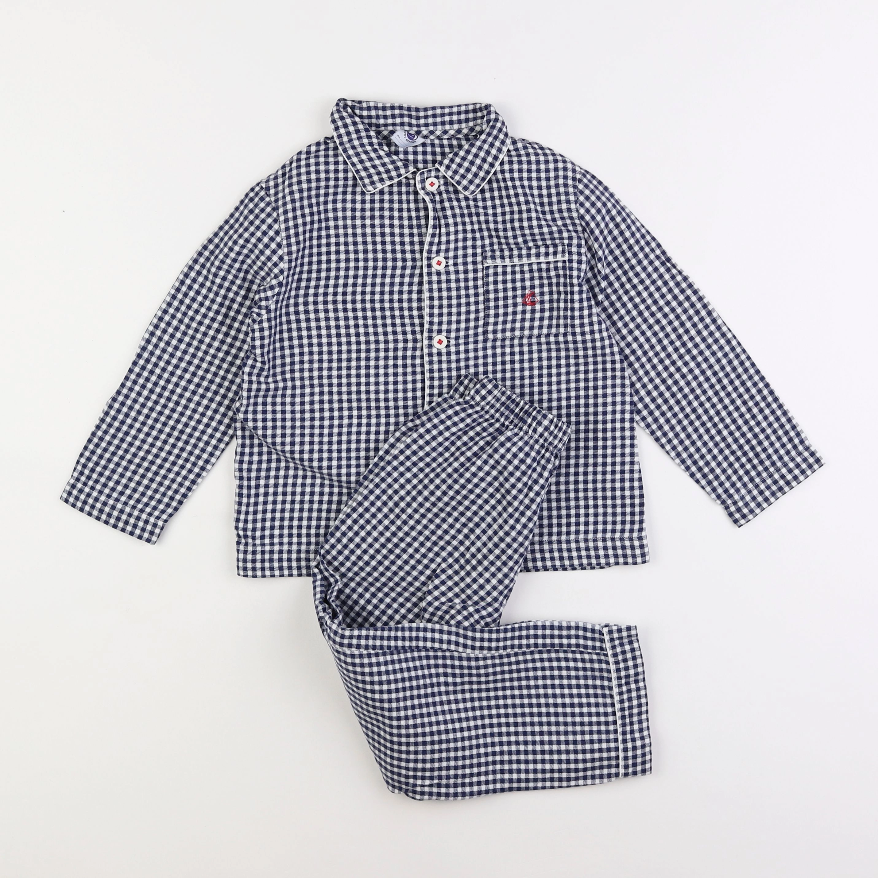 Petit Bateau - pyjama coton bleu, blanc - 5 ans