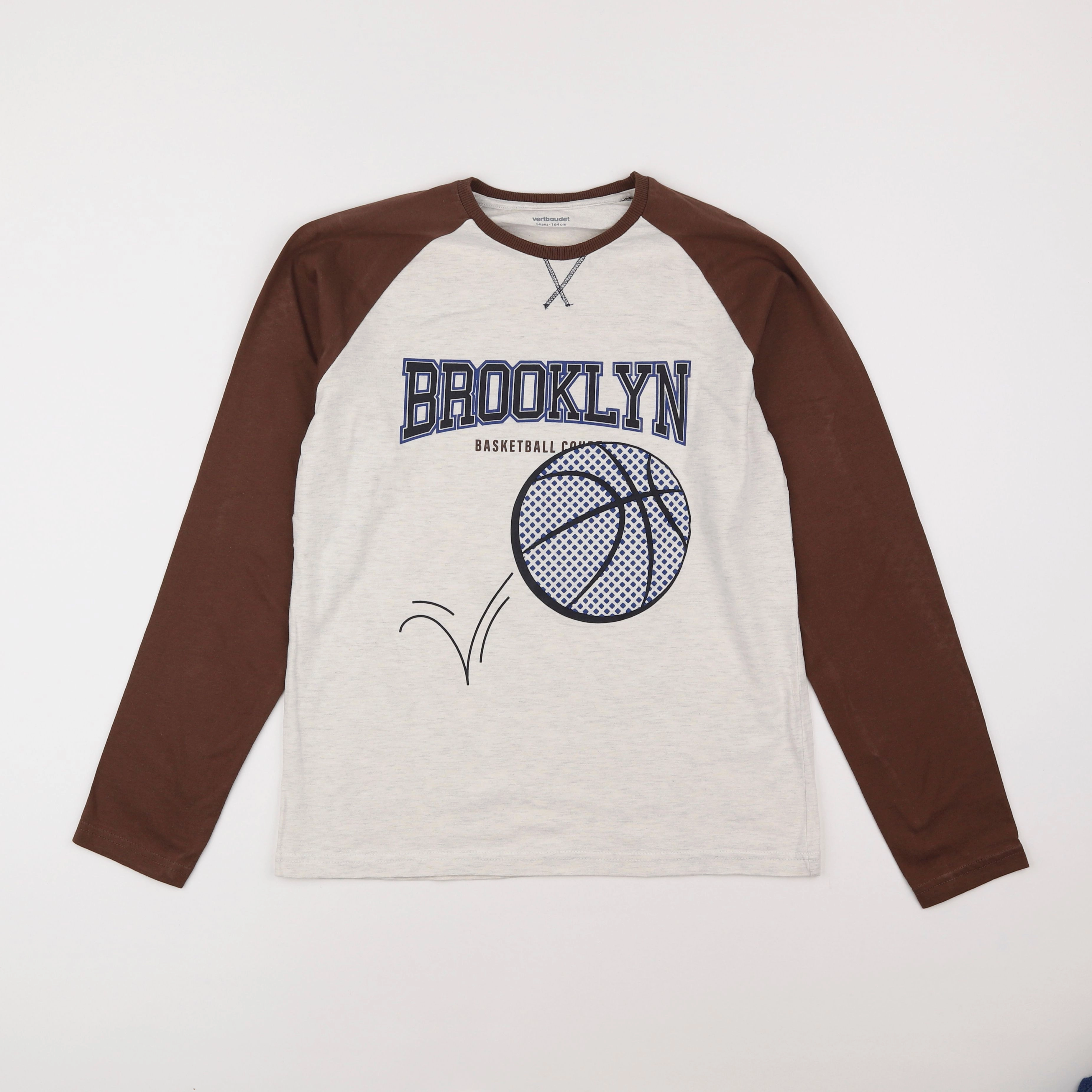 Vertbaudet - tee-shirt beige, marron - 14 ans