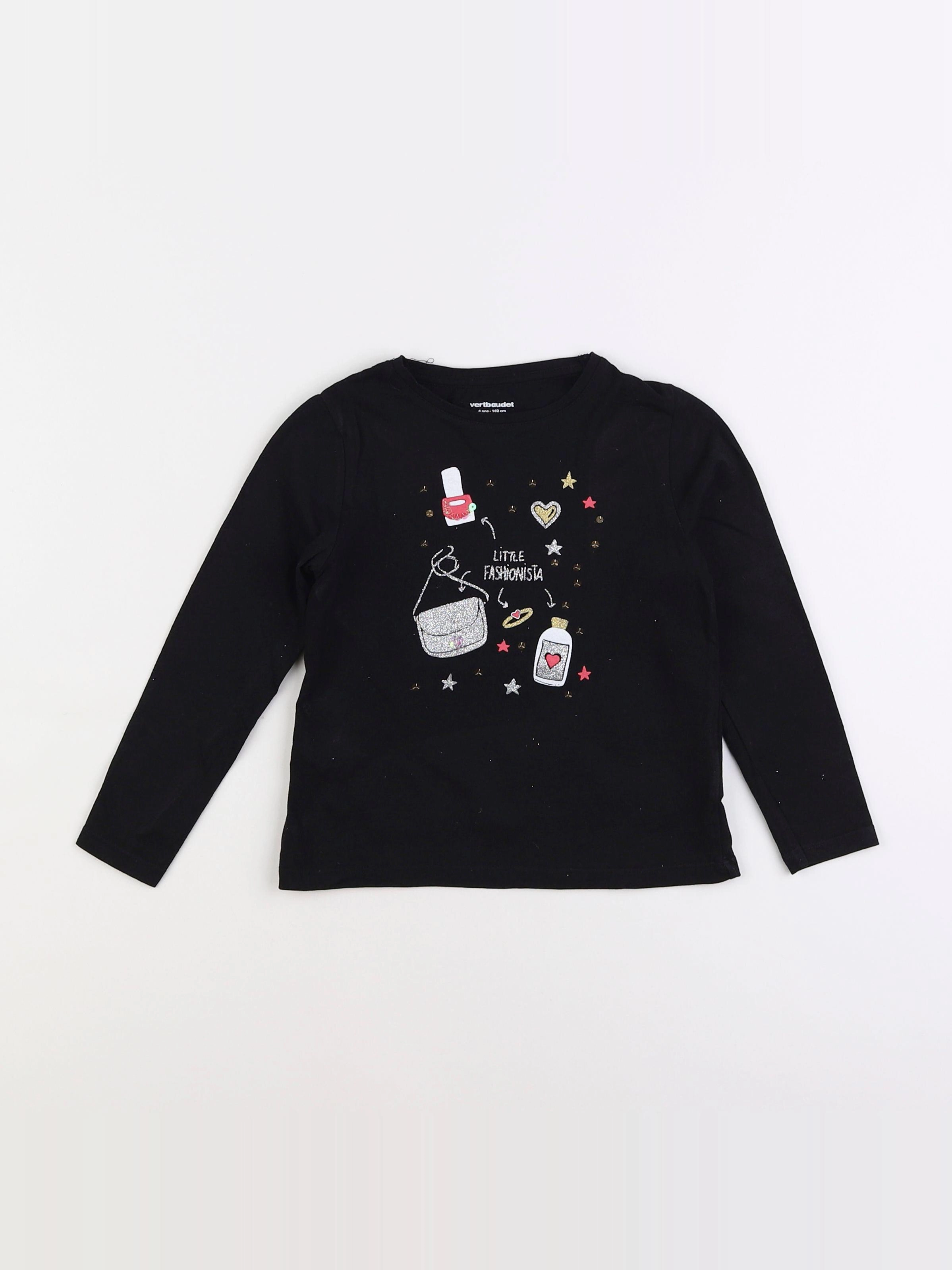 Vertbaudet - tee-shirt noir - 4 ans