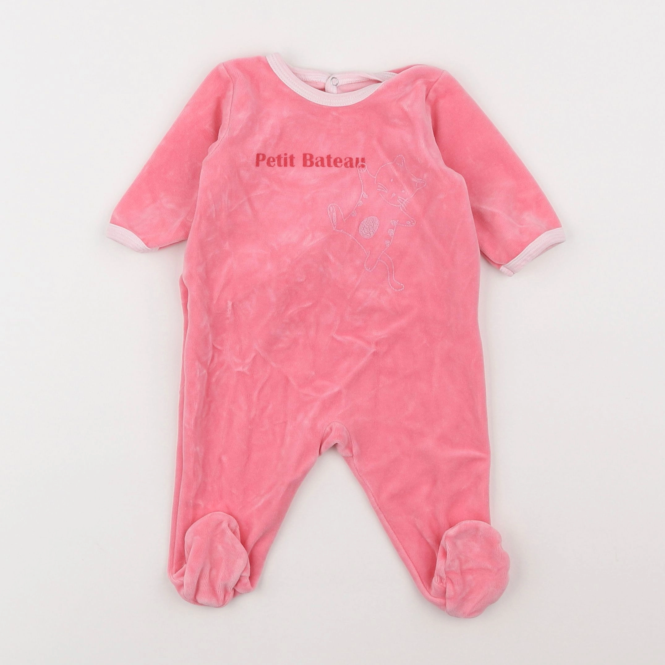 Petit Bateau - pyjama velours rose - 3 mois