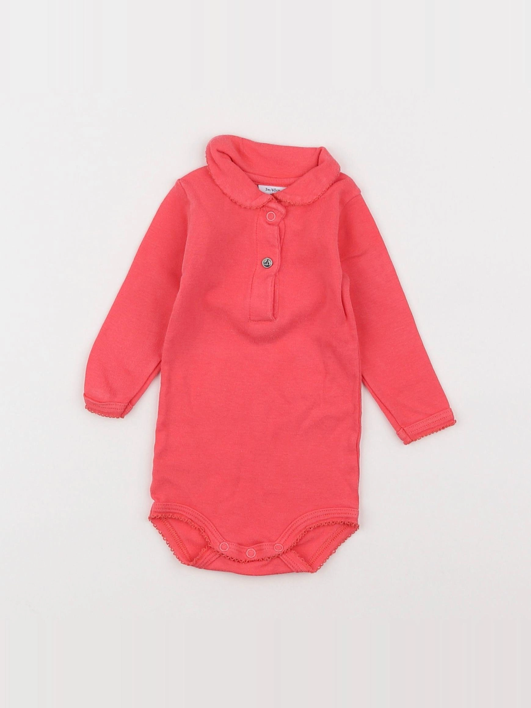 Petit Bateau - body à col rose - 3 mois