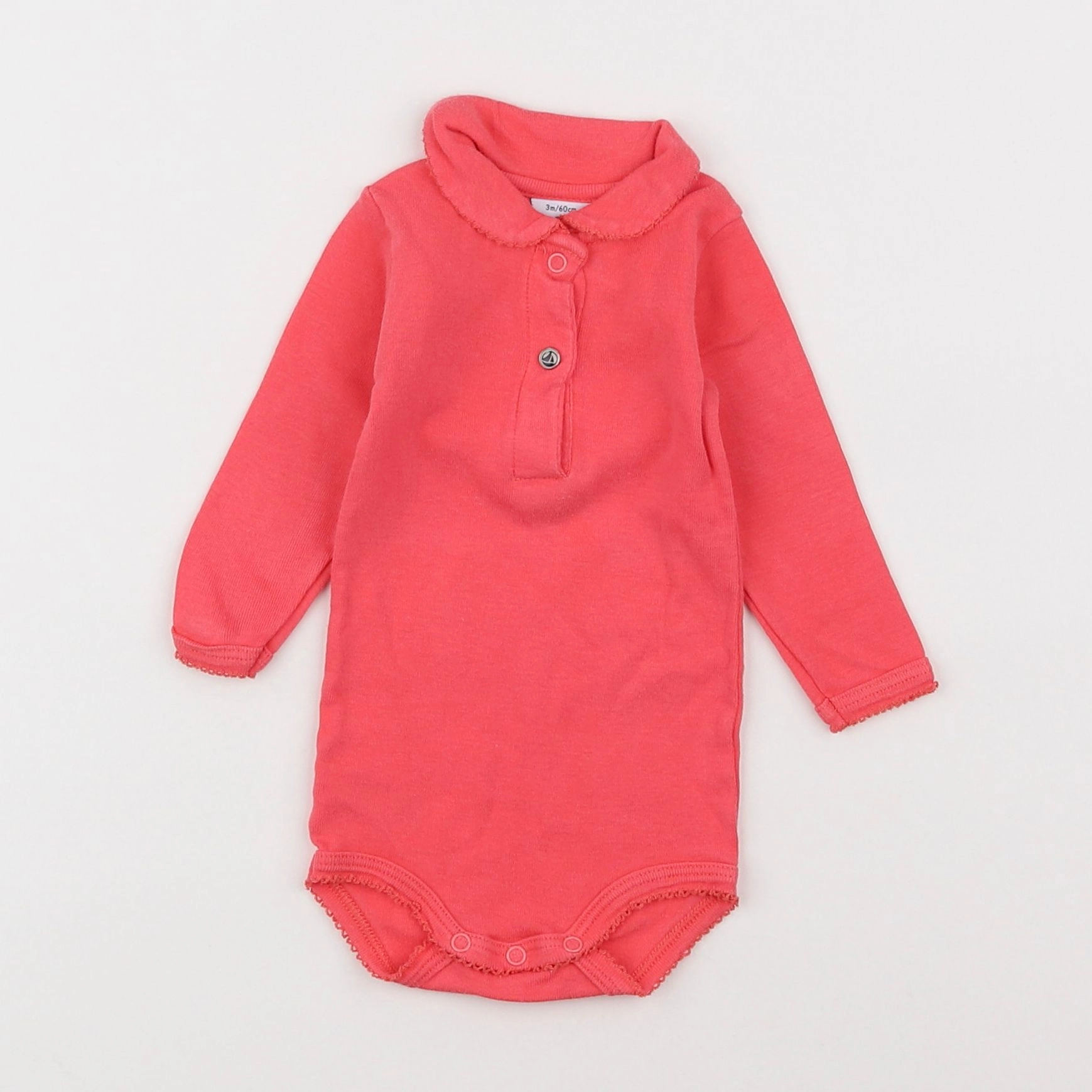 Petit Bateau - body à col rose - 3 mois