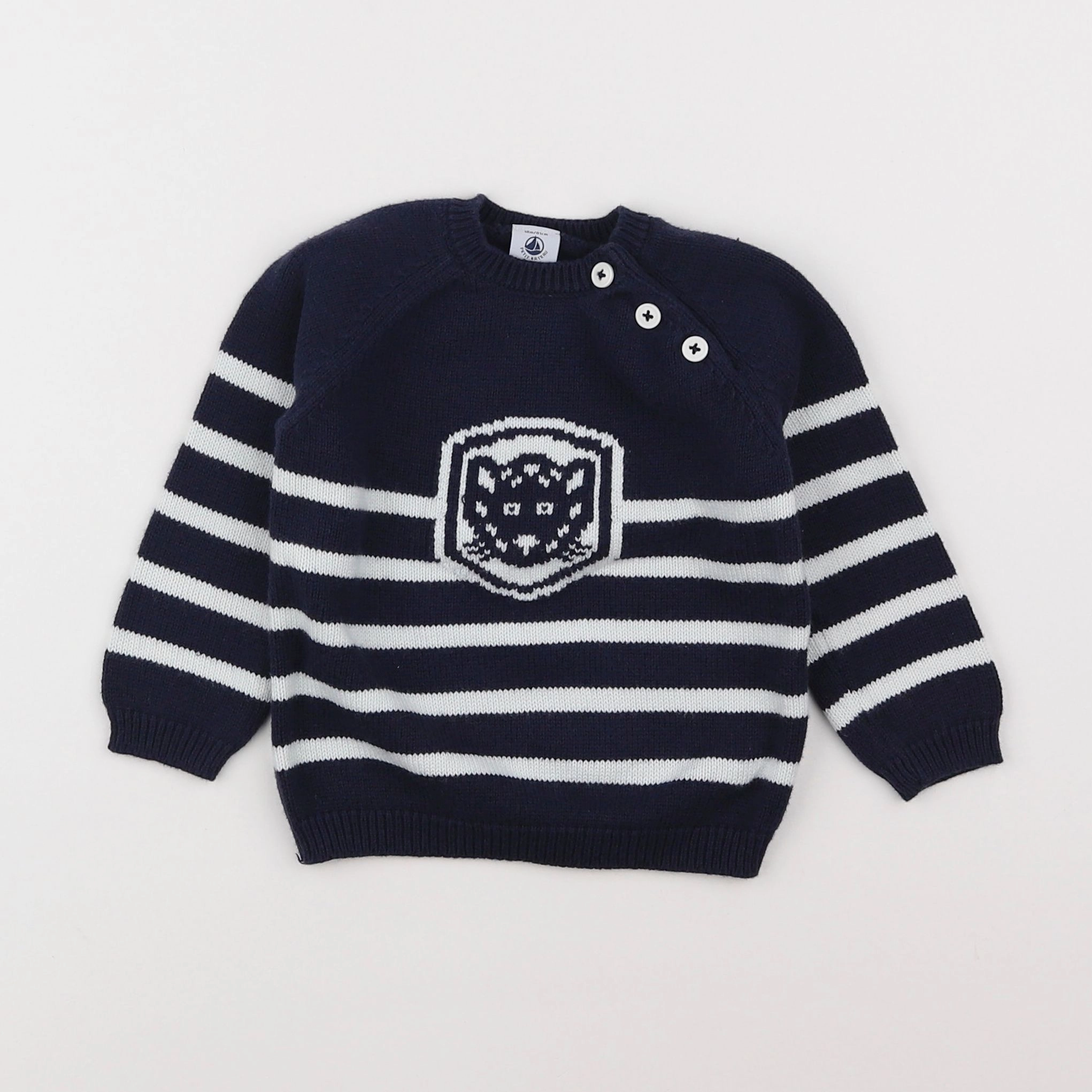 Petit Bateau - pull bleu - 18 mois