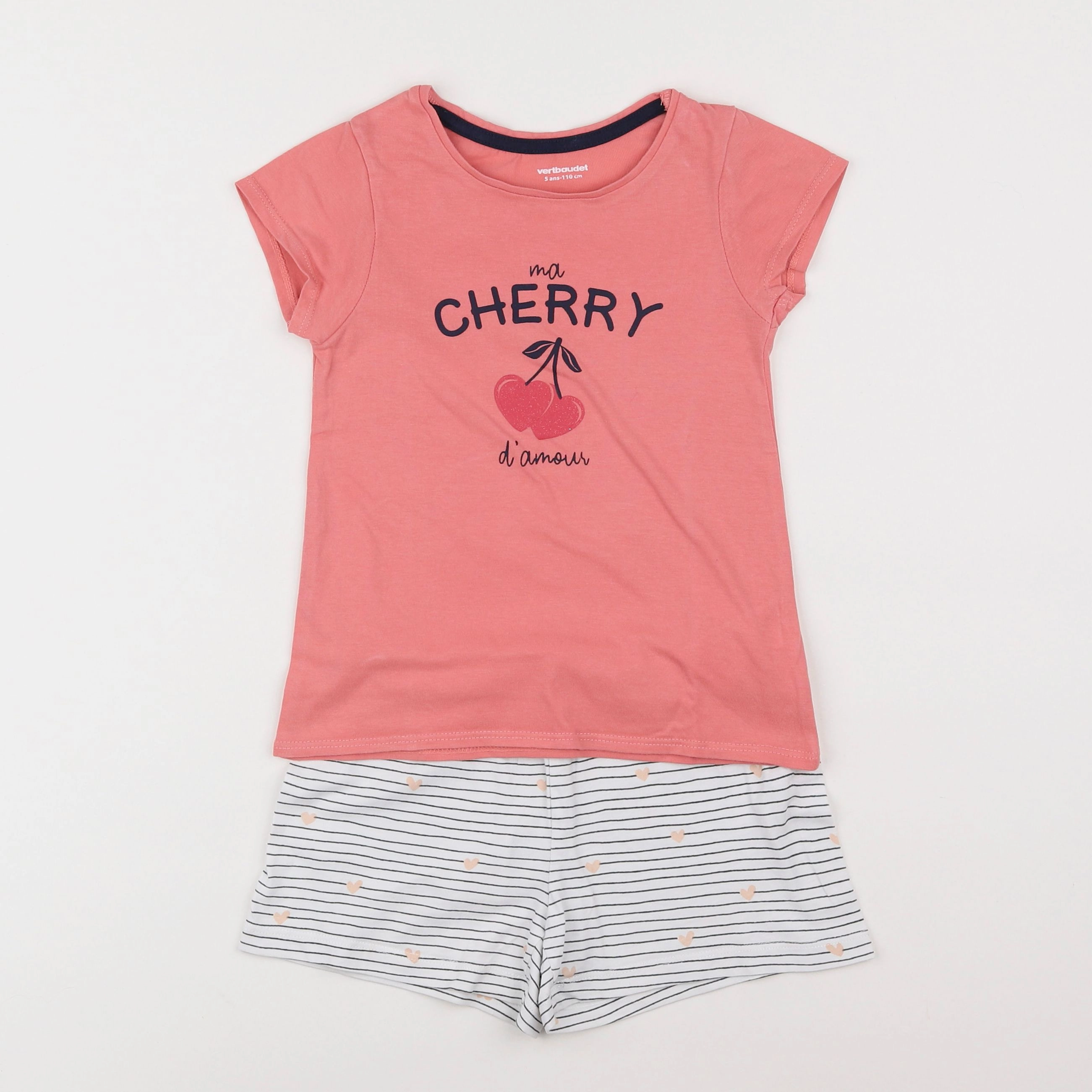 Vertbaudet - pyjama coton rose - 5 ans