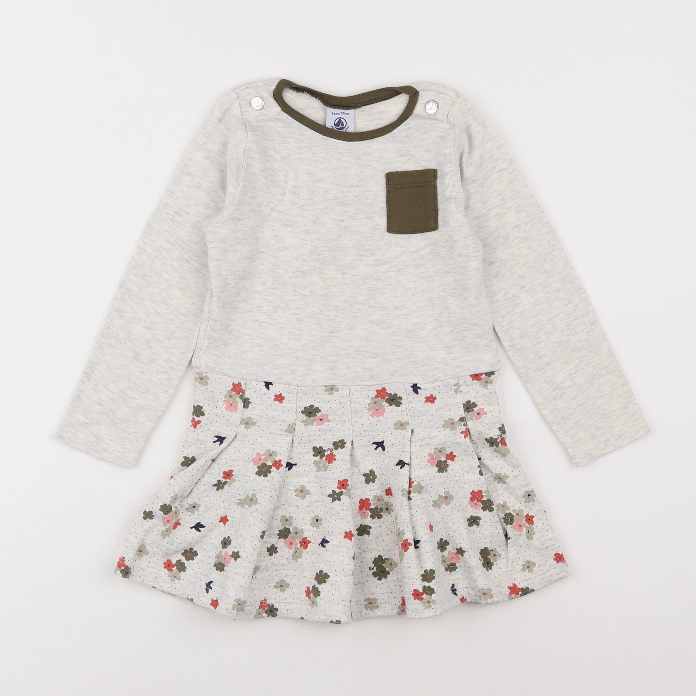 Petit Bateau - robe gris - 3 ans