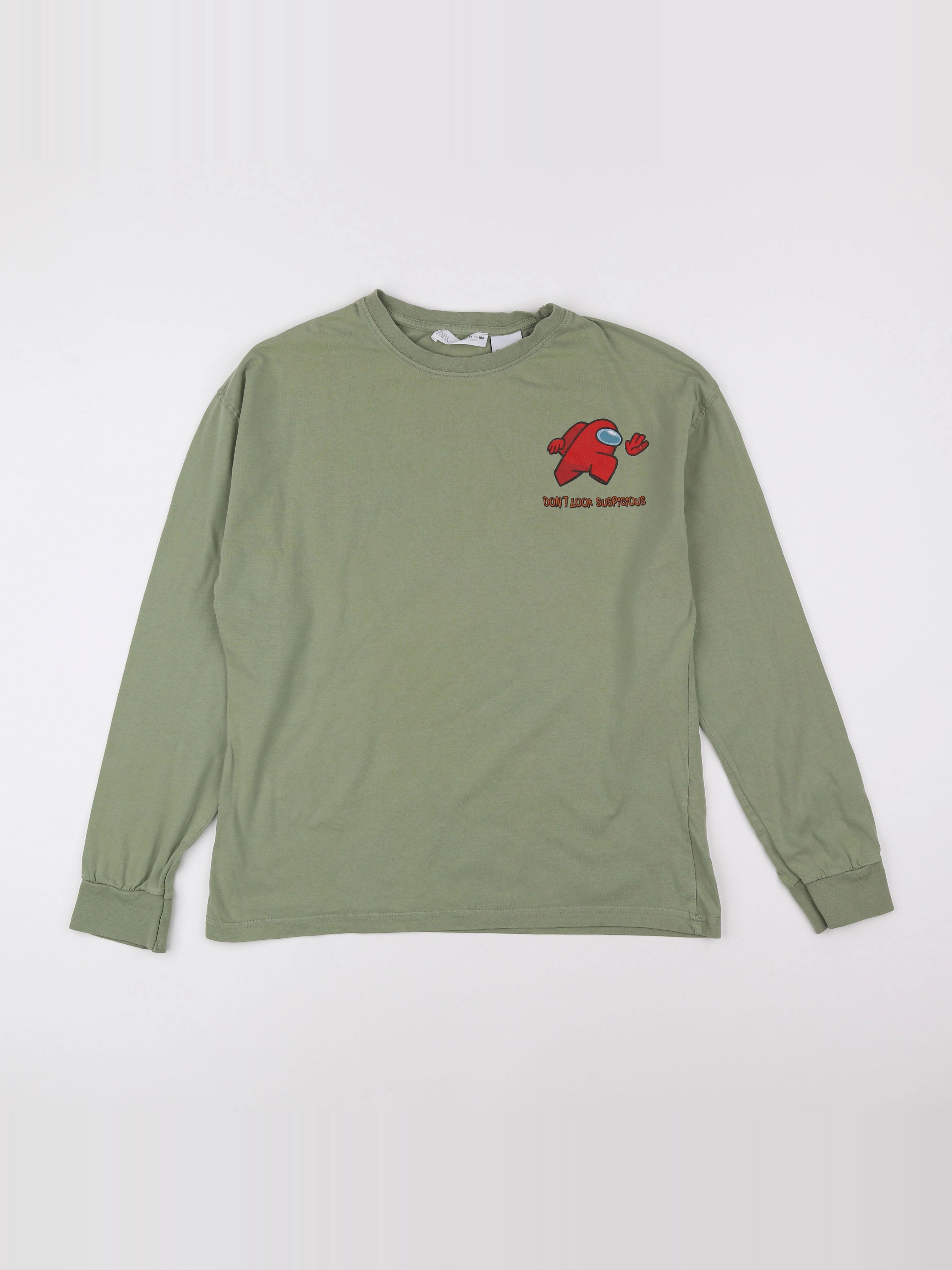 Zara - tee-shirt imprimé au dos vert - 13/14 ans