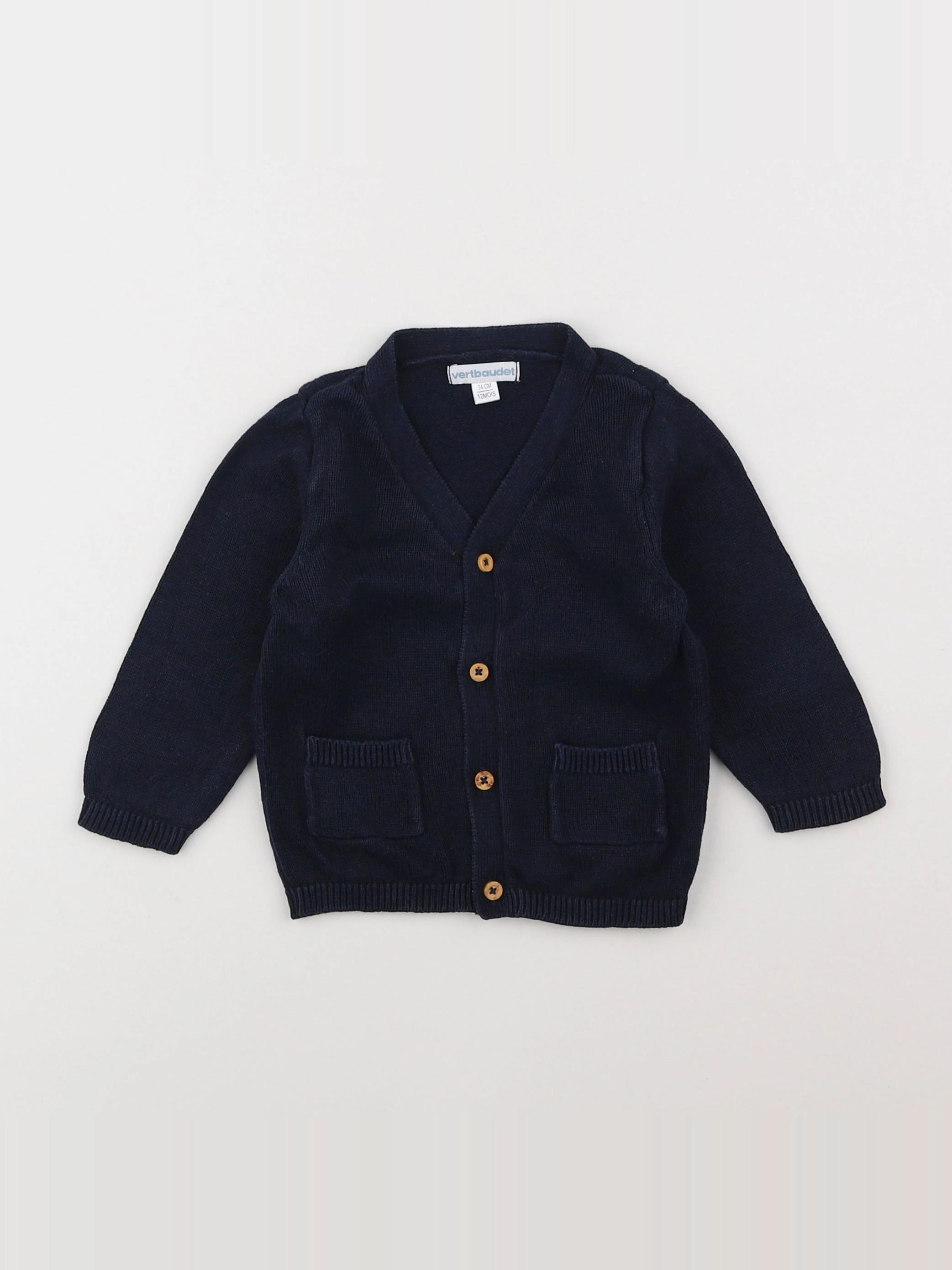 Vertbaudet - gilet bleu - 12 mois