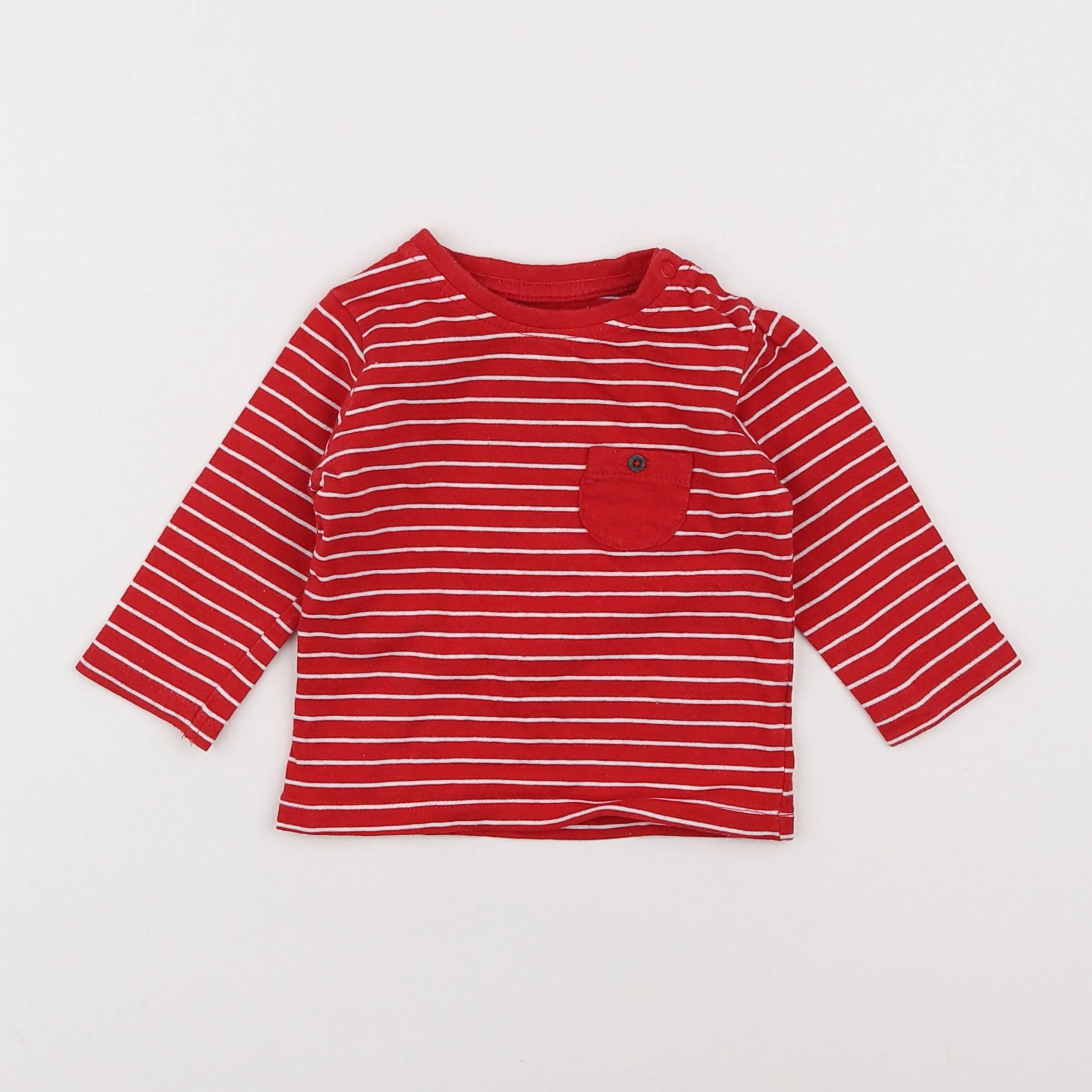 Vertbaudet - tee-shirt blanc, rouge - 3 mois