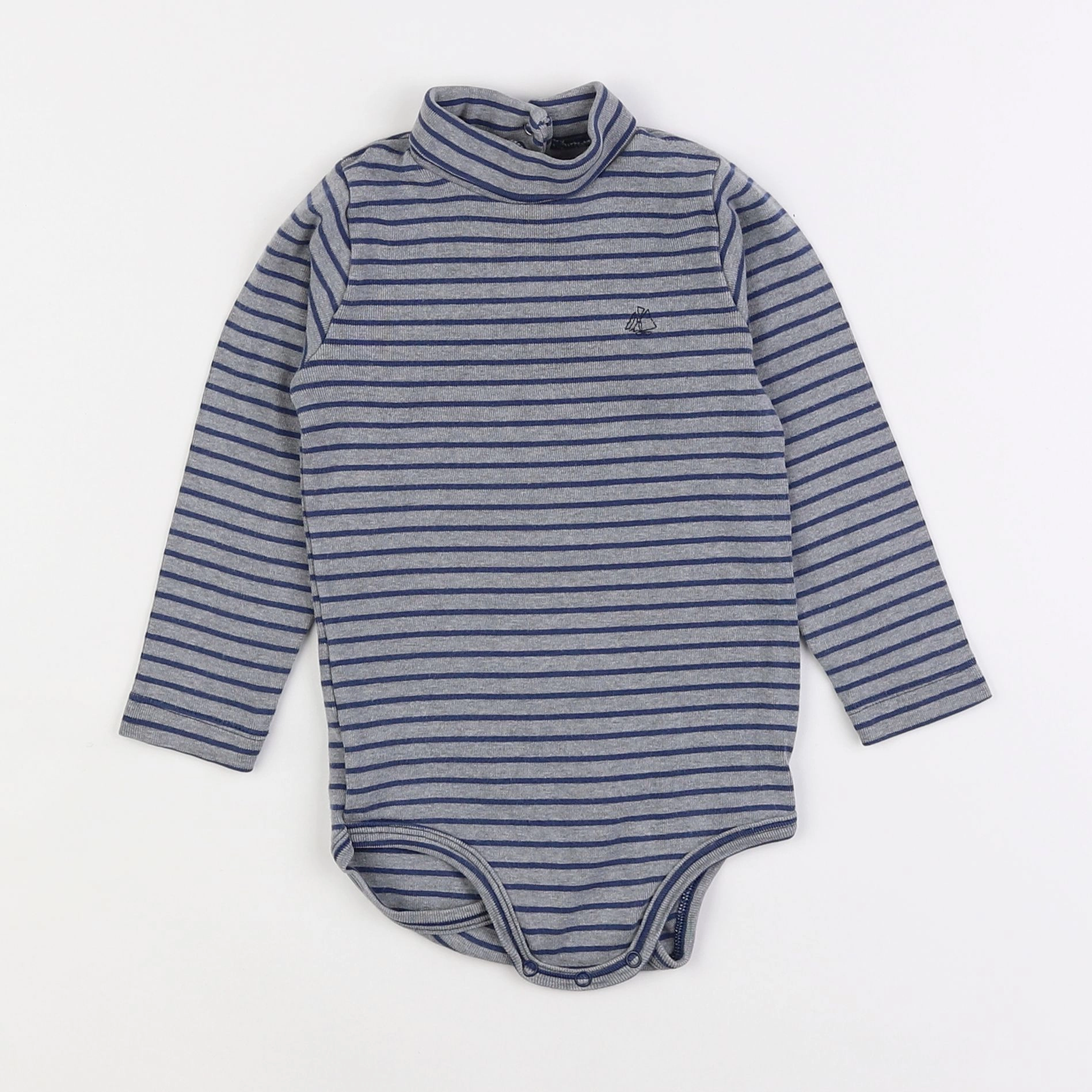 Petit Bateau - body à col gris - 2 ans