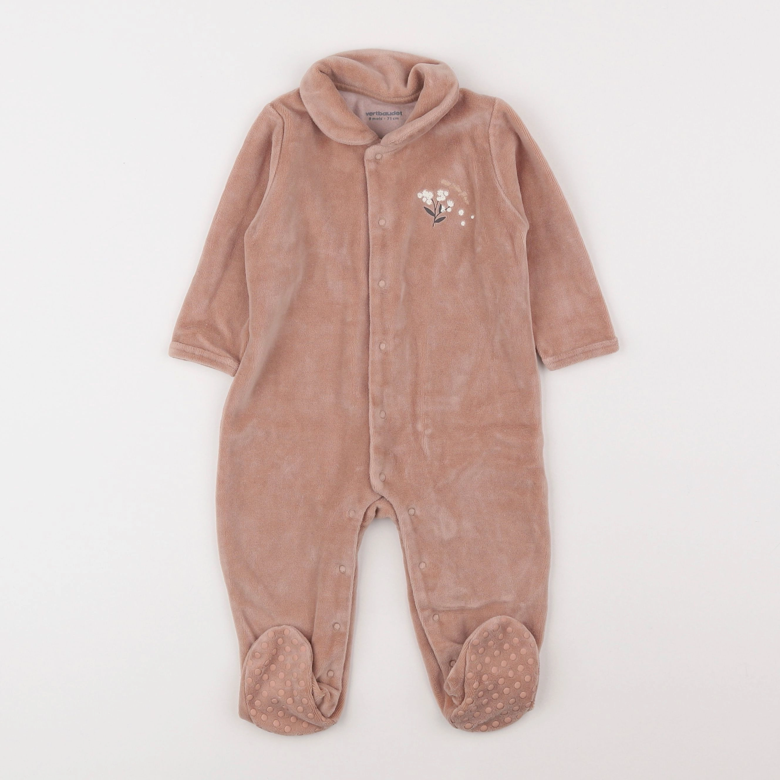 Vertbaudet - pyjama velours marron - 9 mois