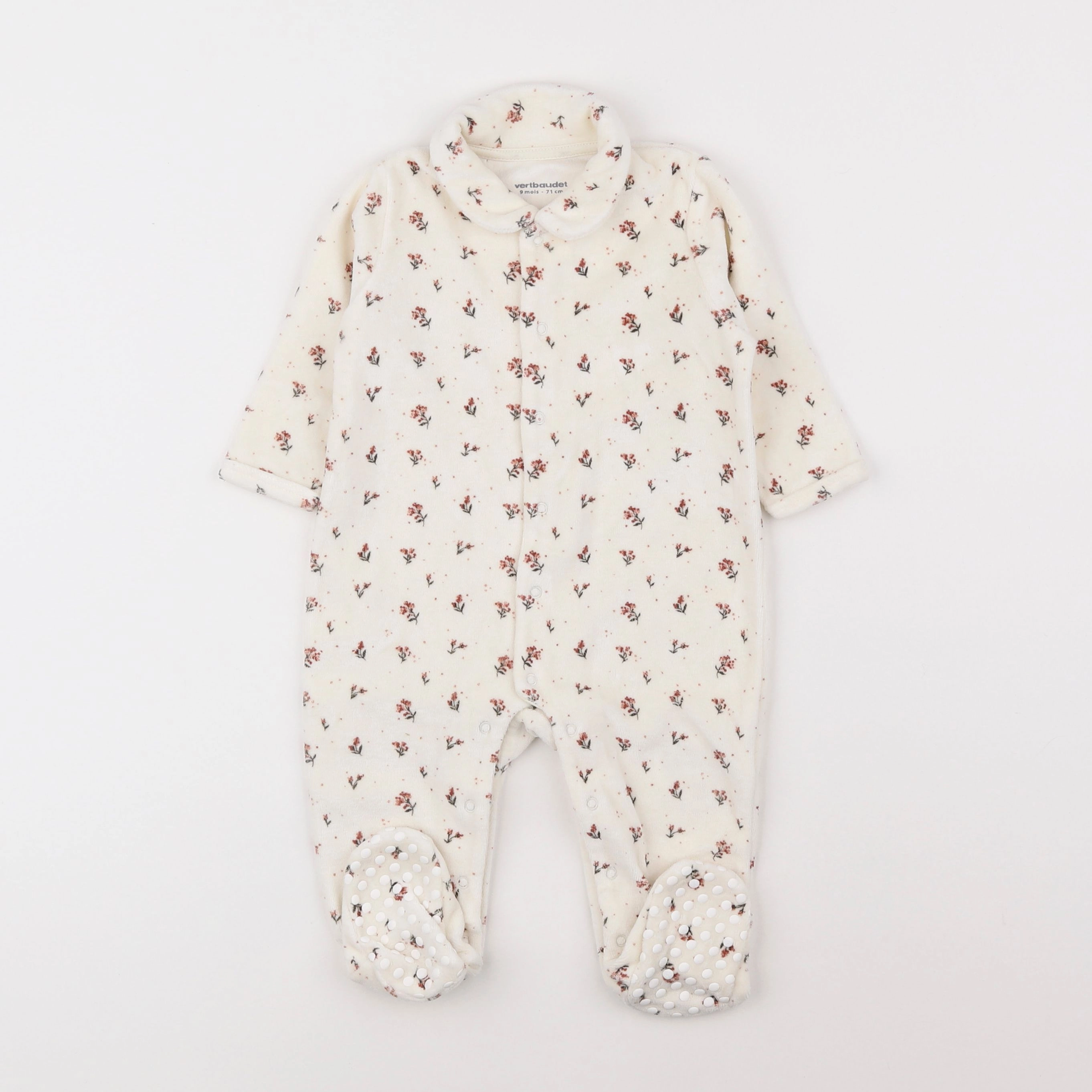 Vertbaudet - pyjama velours beige - 9 mois