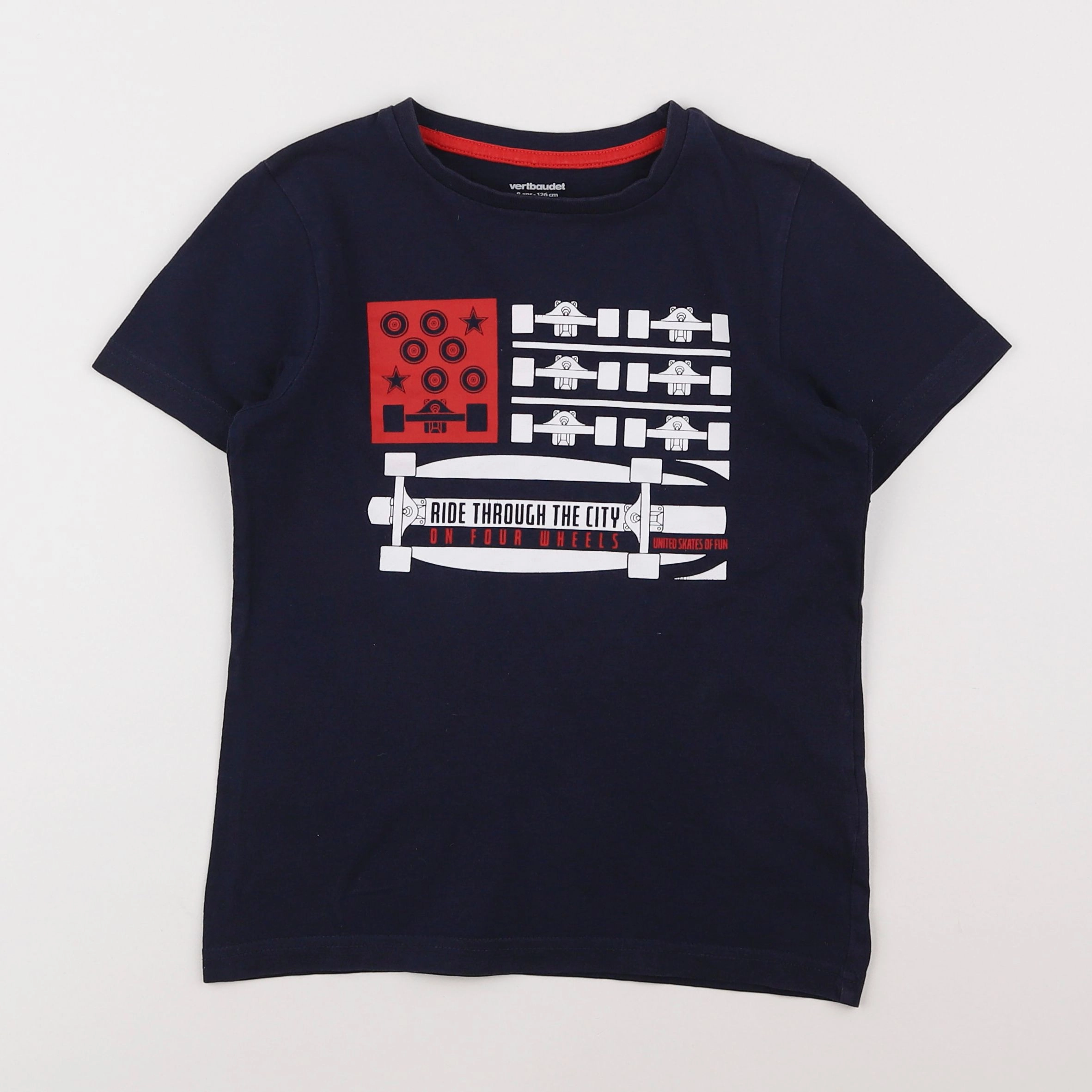 Vertbaudet - tee-shirt bleu - 8 ans