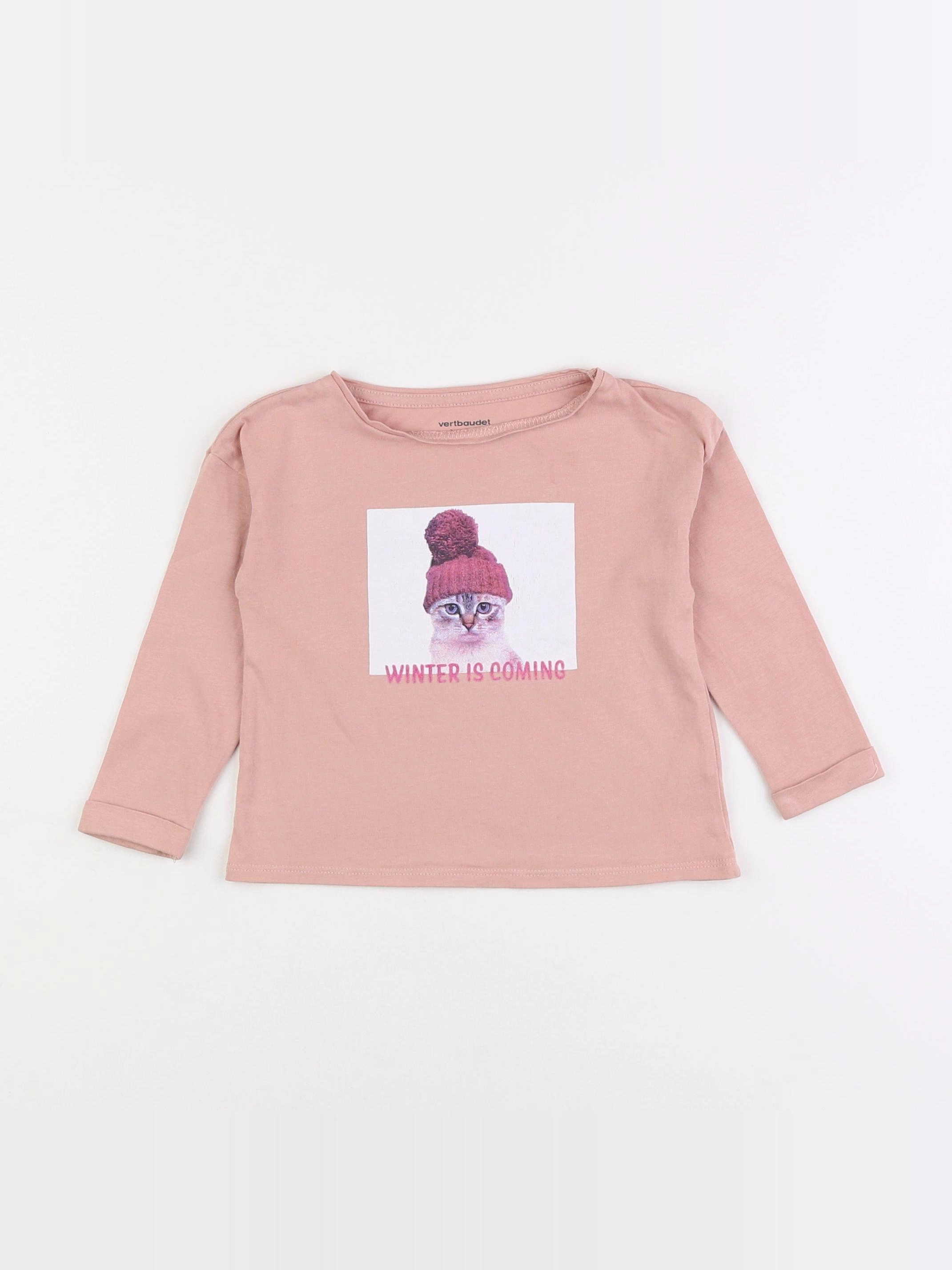 Vertbaudet - tee-shirt rose - 2 ans