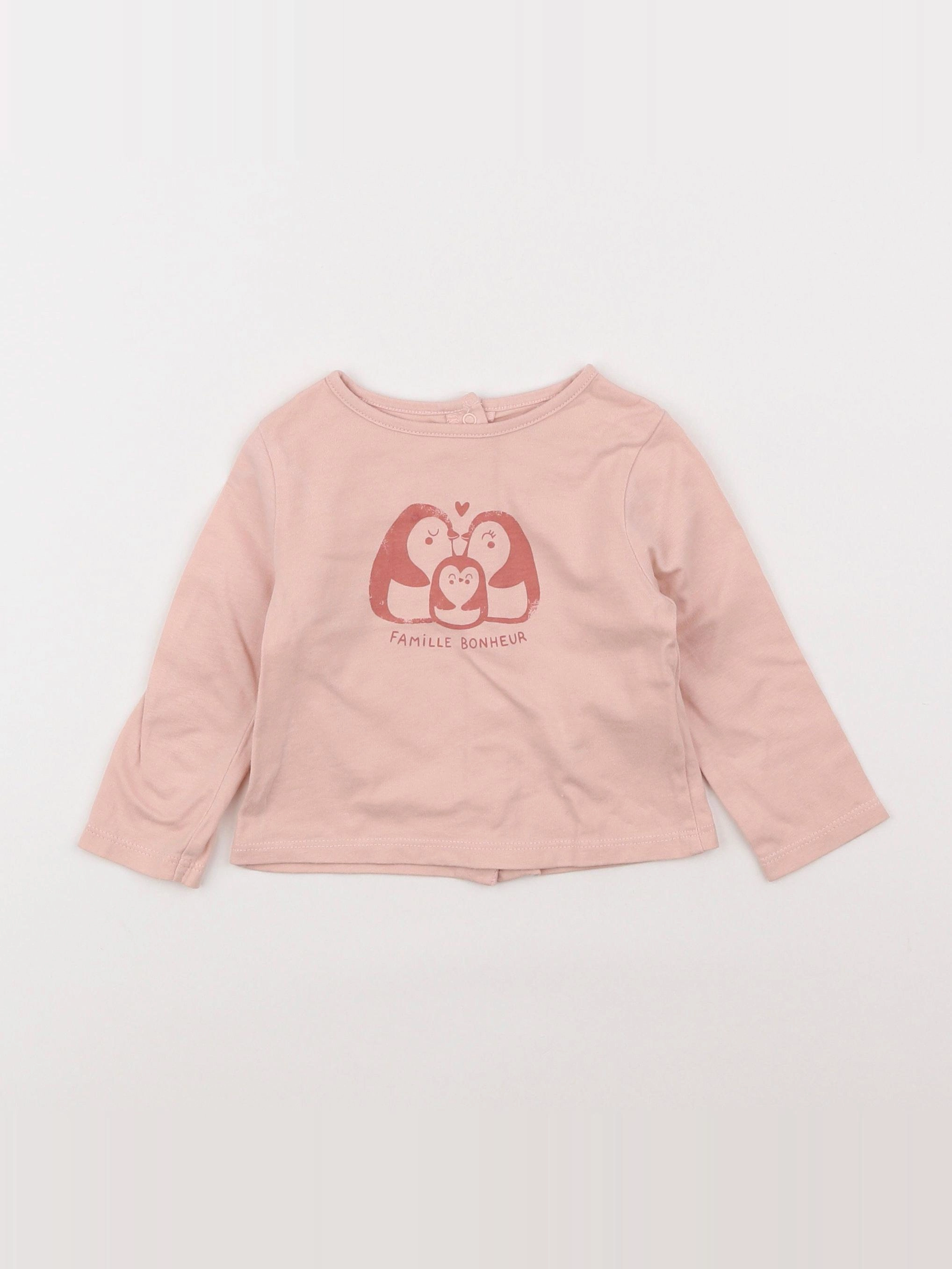 Vertbaudet - tee-shirt rose - 6 mois