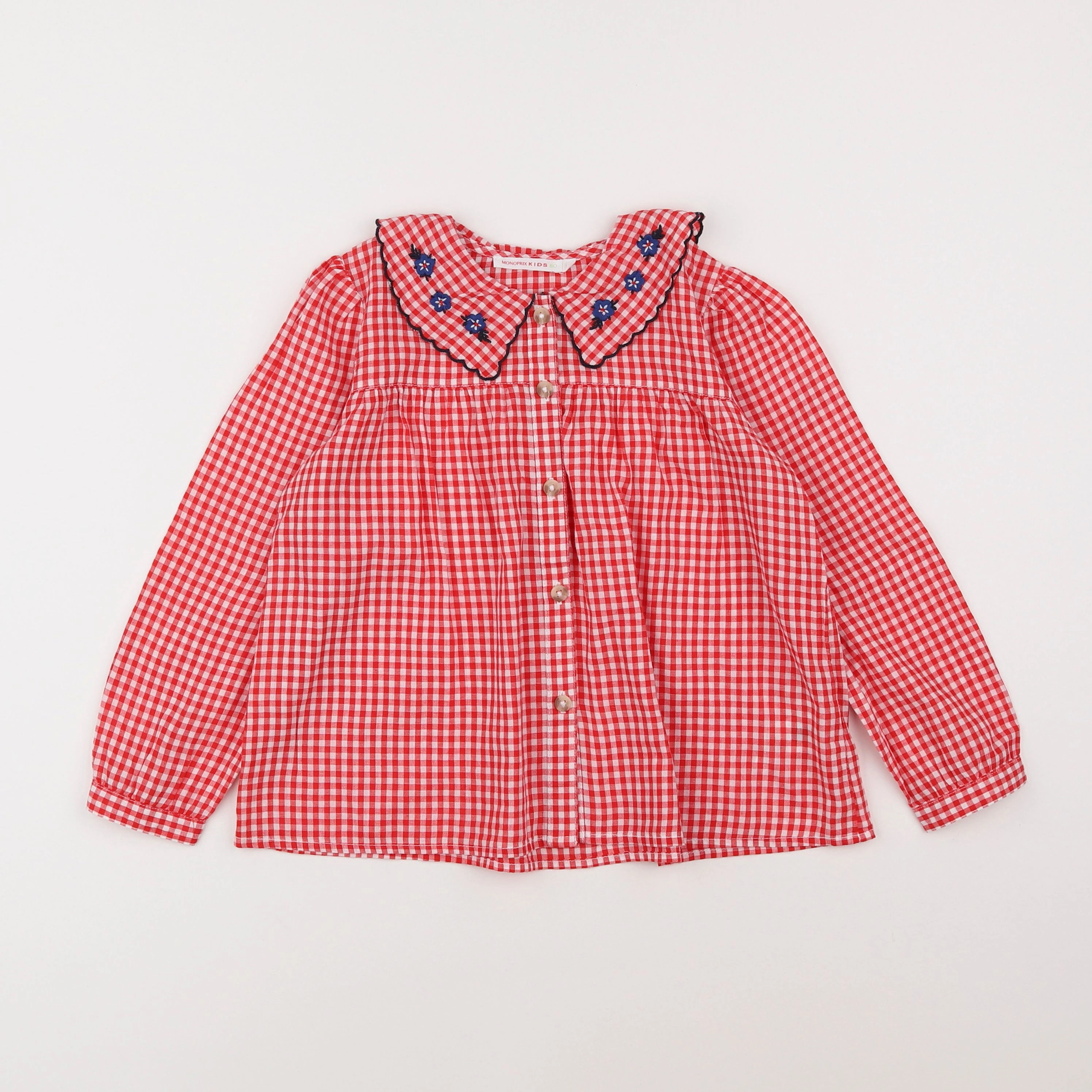 Monoprix - chemise blanc, rouge - 6 ans