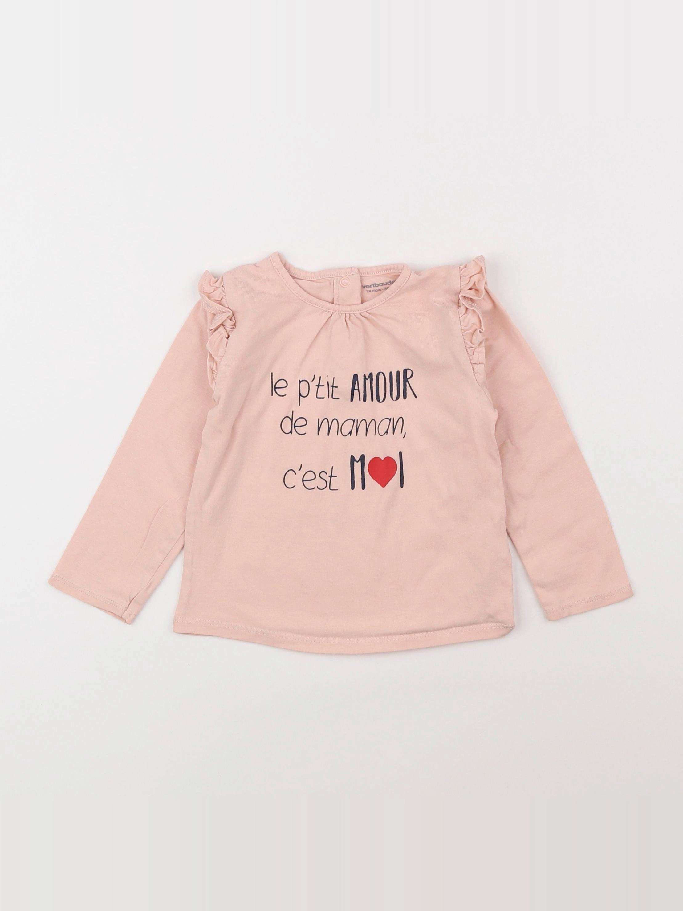 Vertbaudet - tee-shirt rose - 2 ans