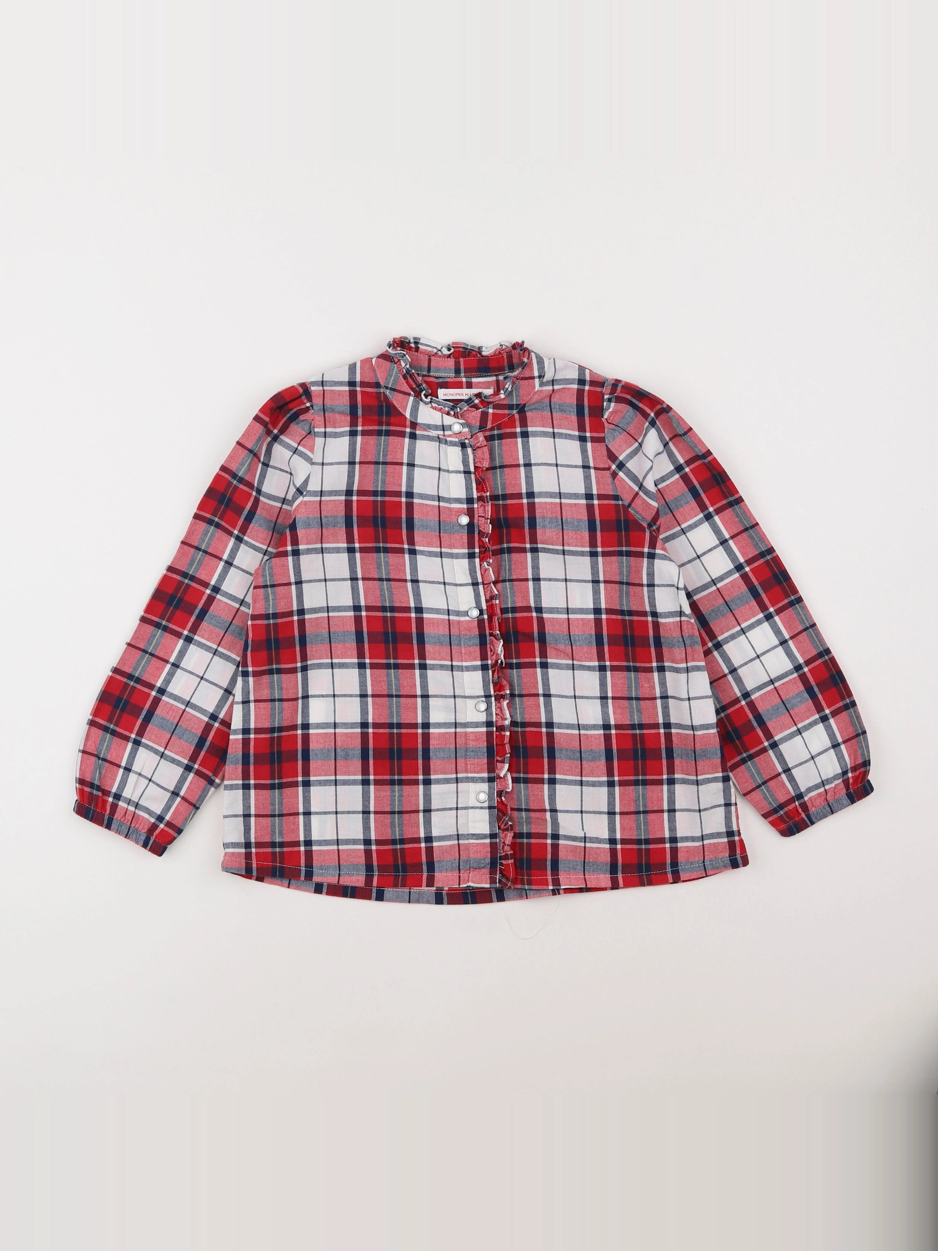 Monoprix - chemise blanc, rouge - 6 ans