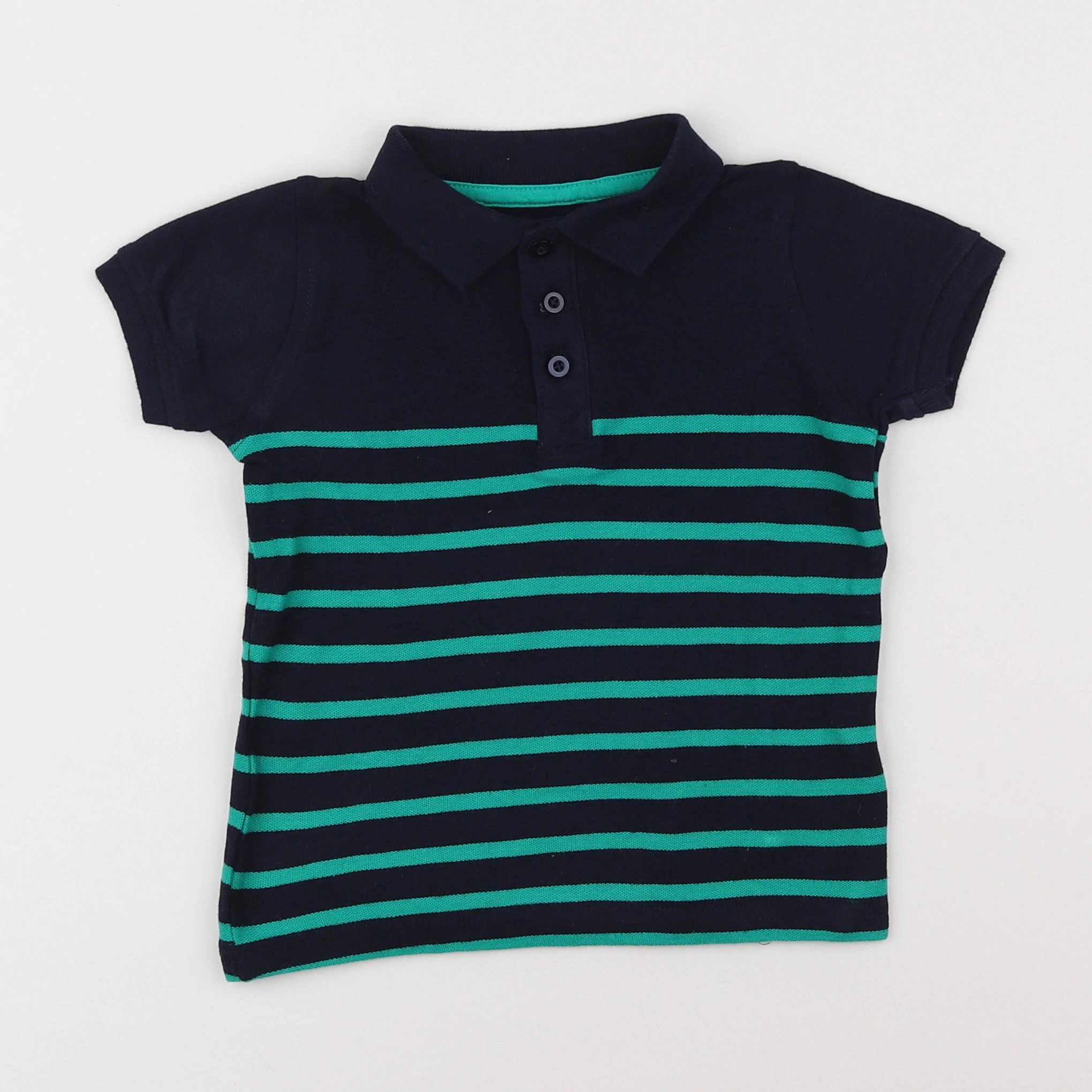 Vertbaudet - polo bleu, vert - 4 ans