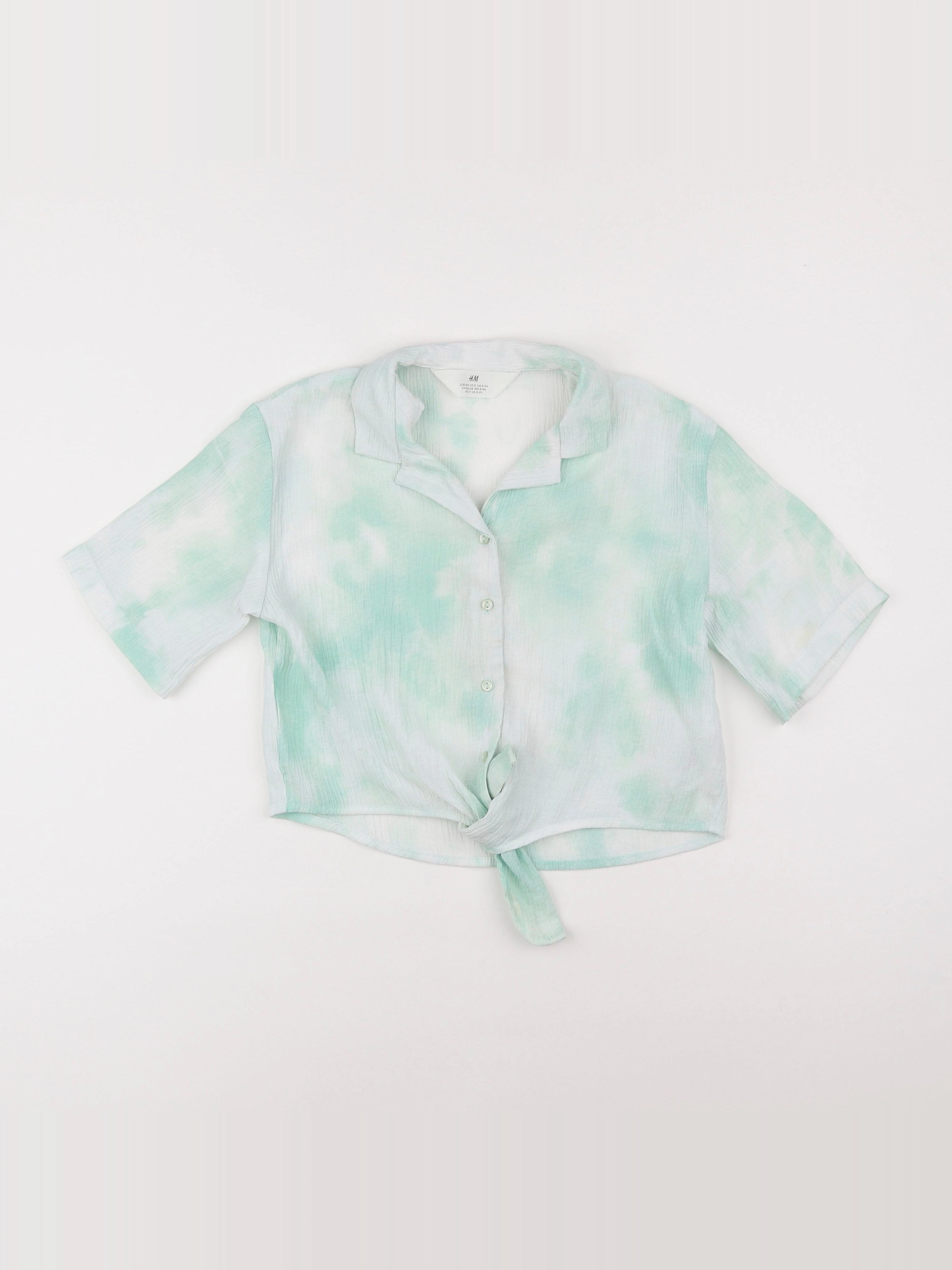 H&M - chemise blanc, vert - 8/9 ans