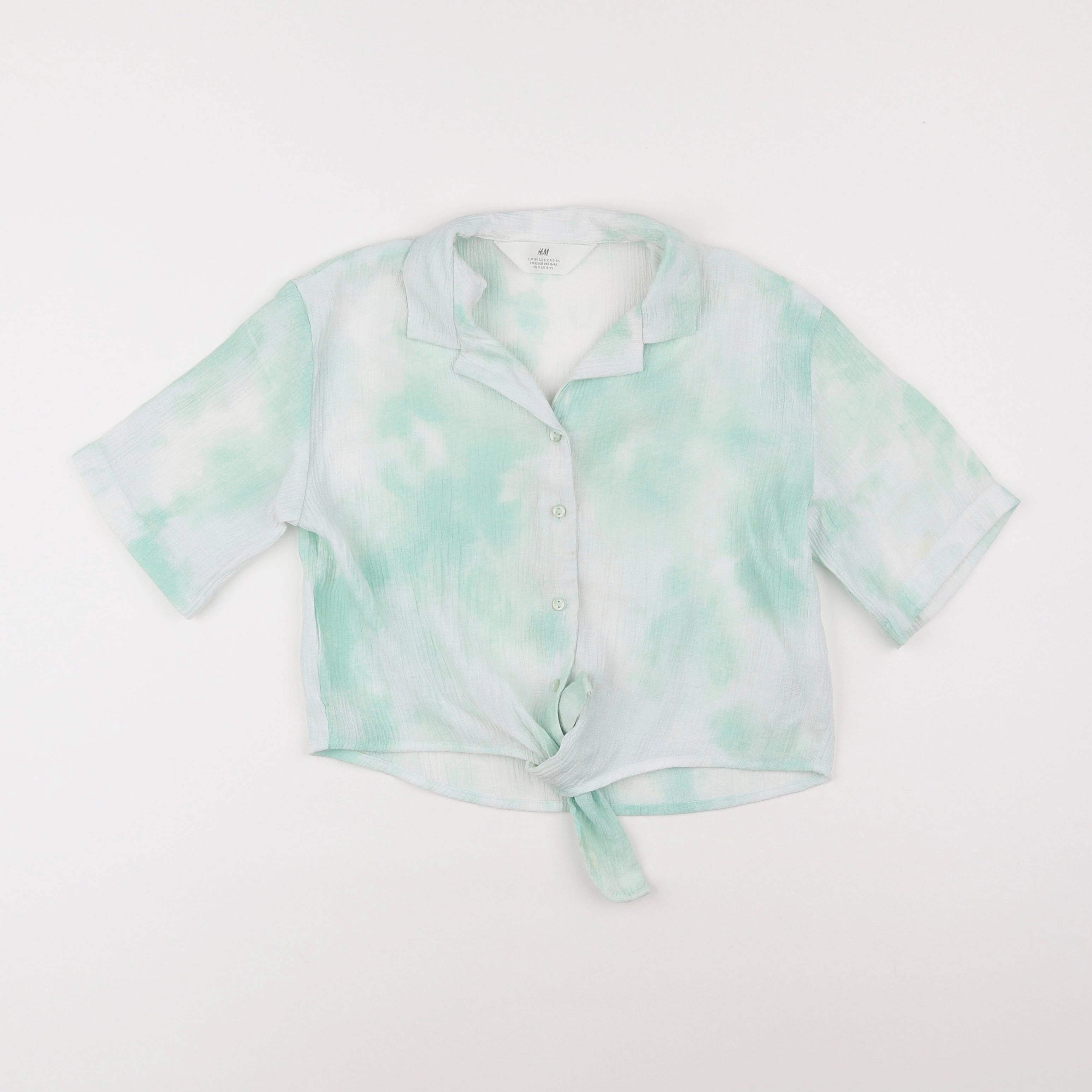 H&M - chemise blanc, vert - 8/9 ans