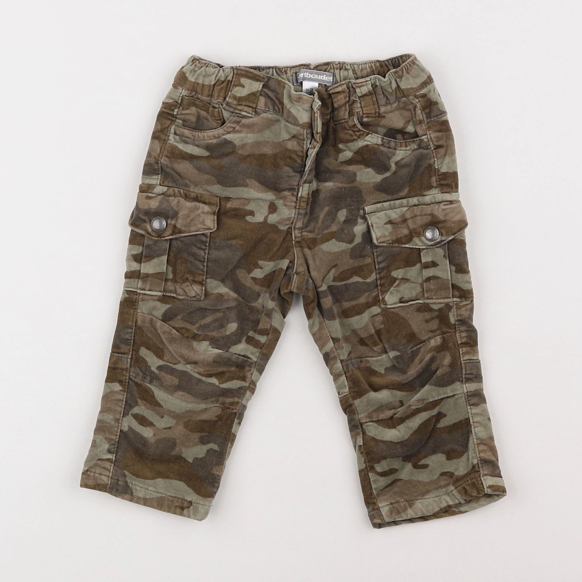 Vertbaudet - pantalon vert, marron - 12 mois