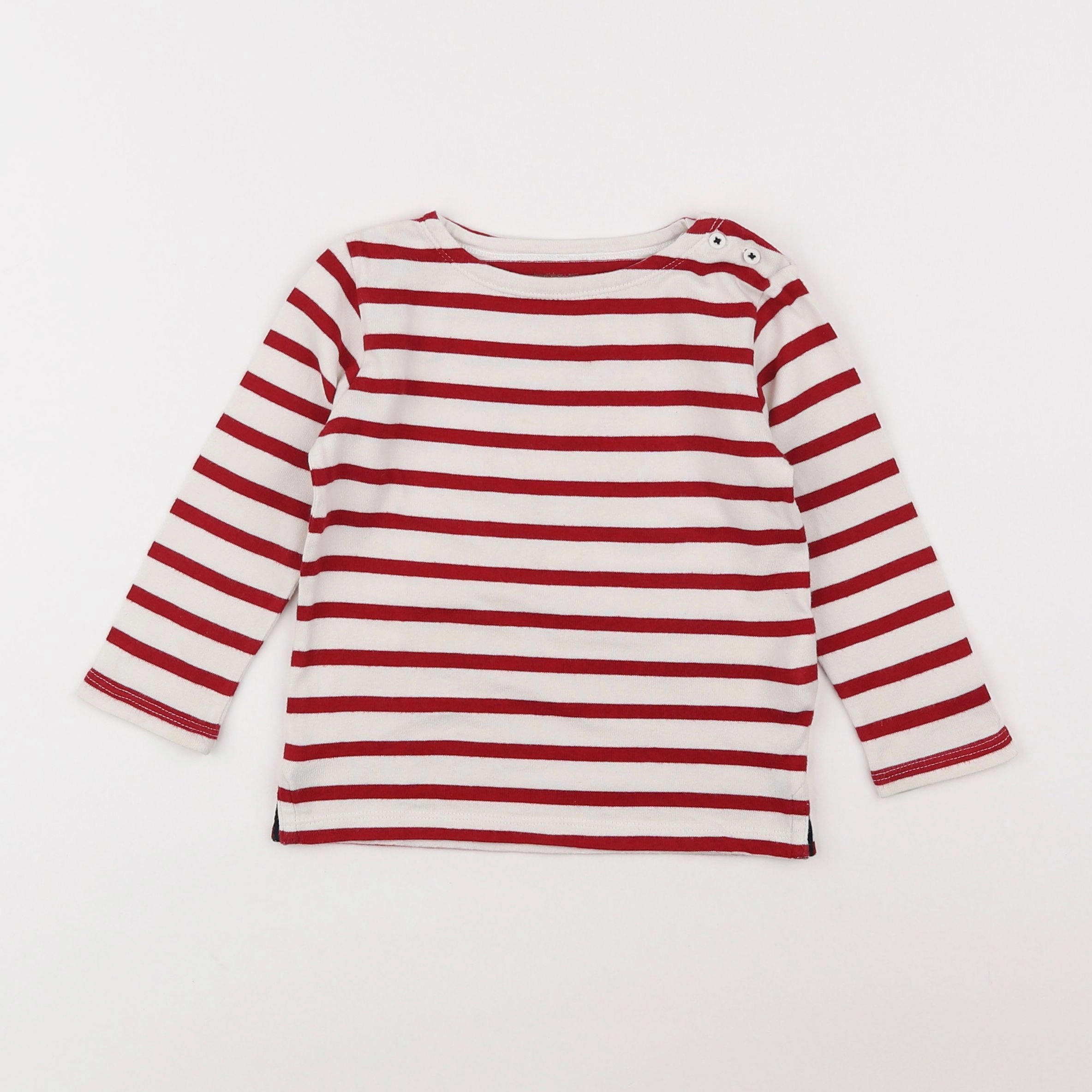 Monoprix - tee-shirt blanc, rouge - 18 mois