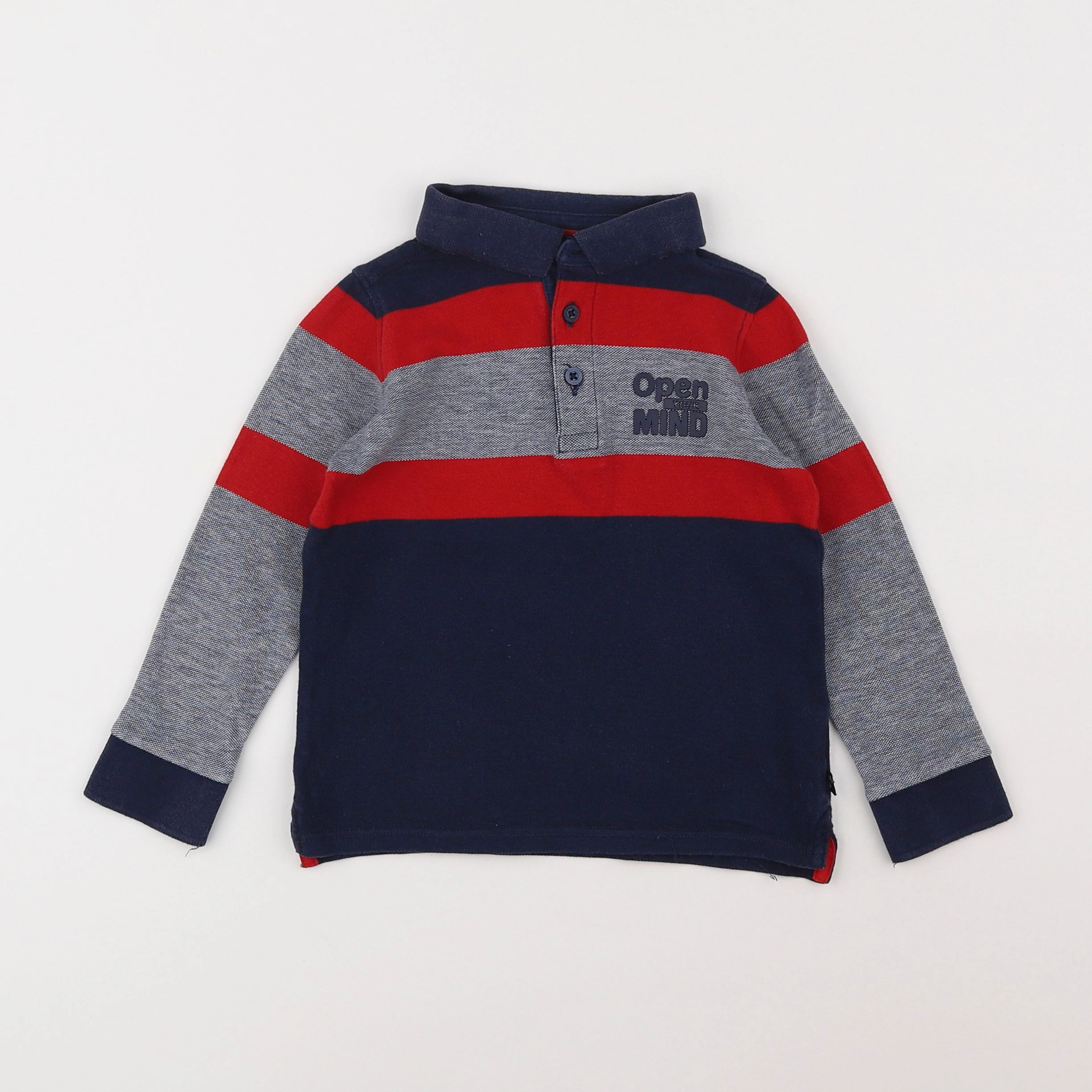 Okaidi - polo bleu, gris, rouge - 3 ans