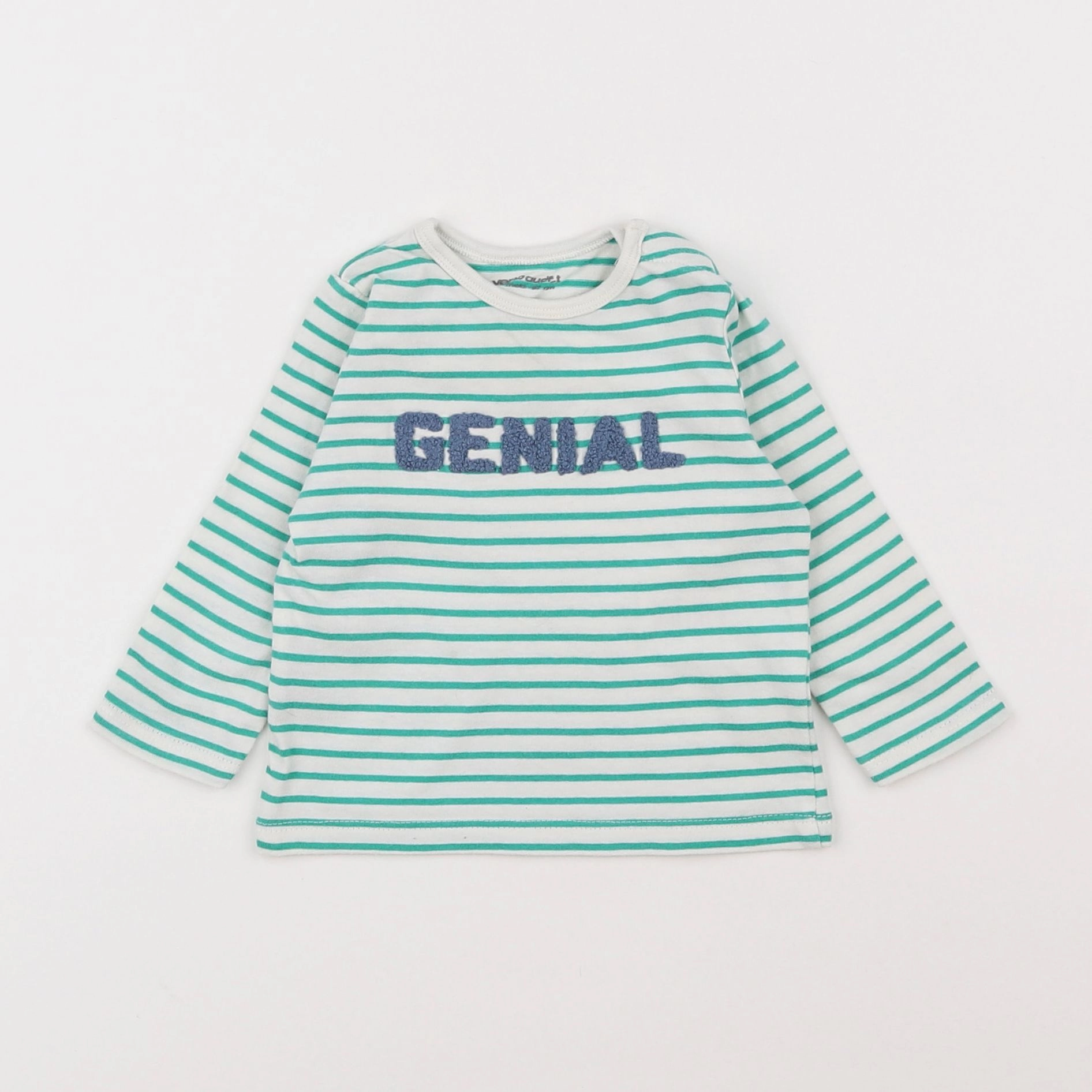 Vertbaudet - tee-shirt blanc, vert - 6 mois
