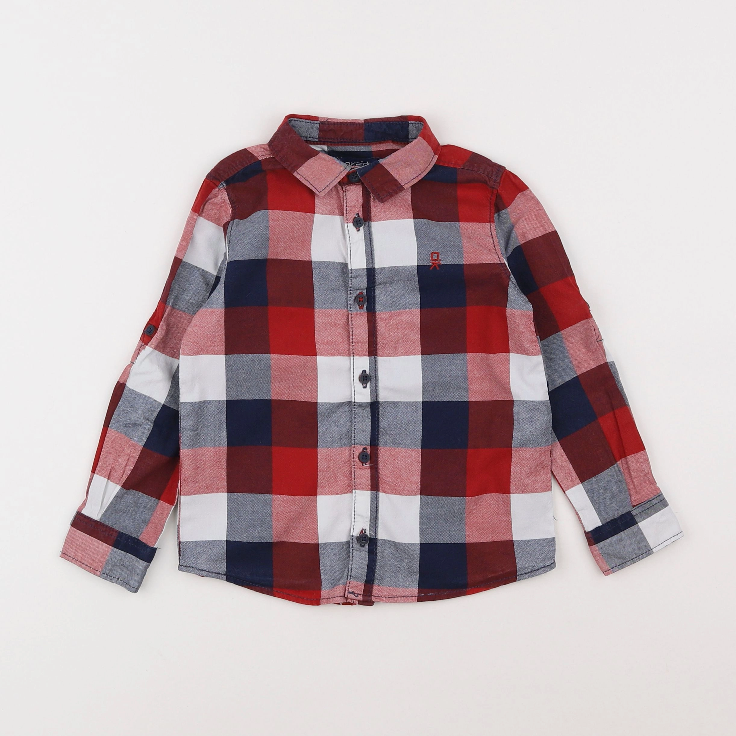 Okaidi - chemise blanc, rouge - 3 ans