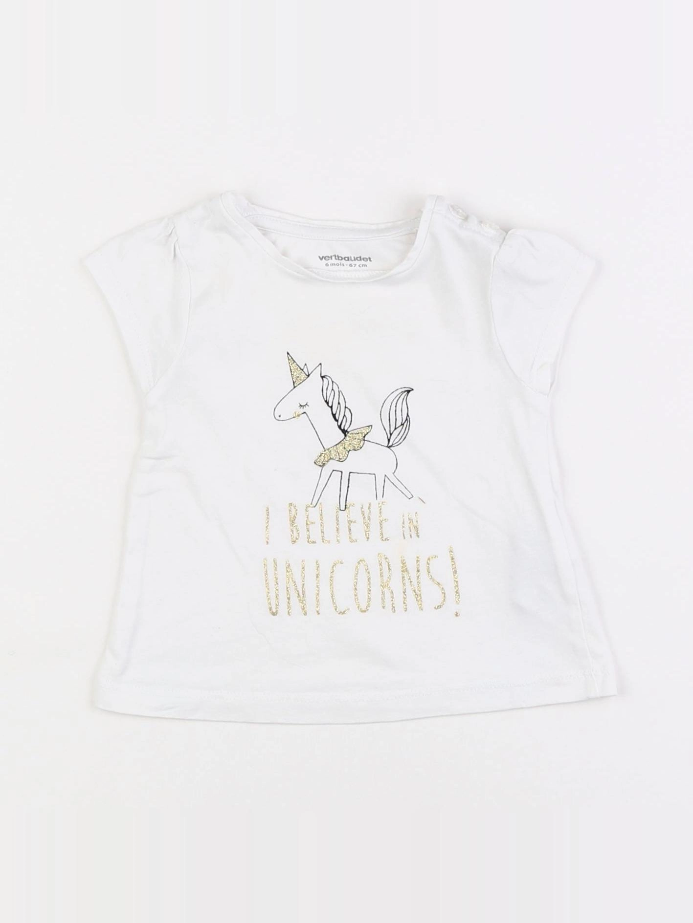 Vertbaudet - tee-shirt blanc - 6 mois