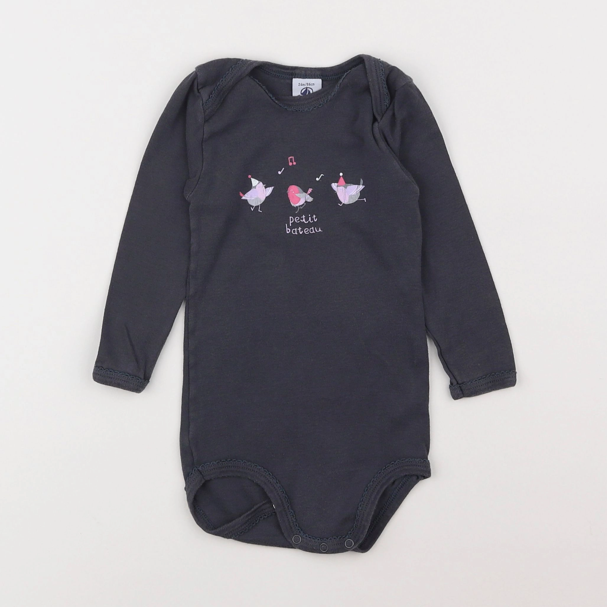 Petit Bateau - body gris - 2 ans