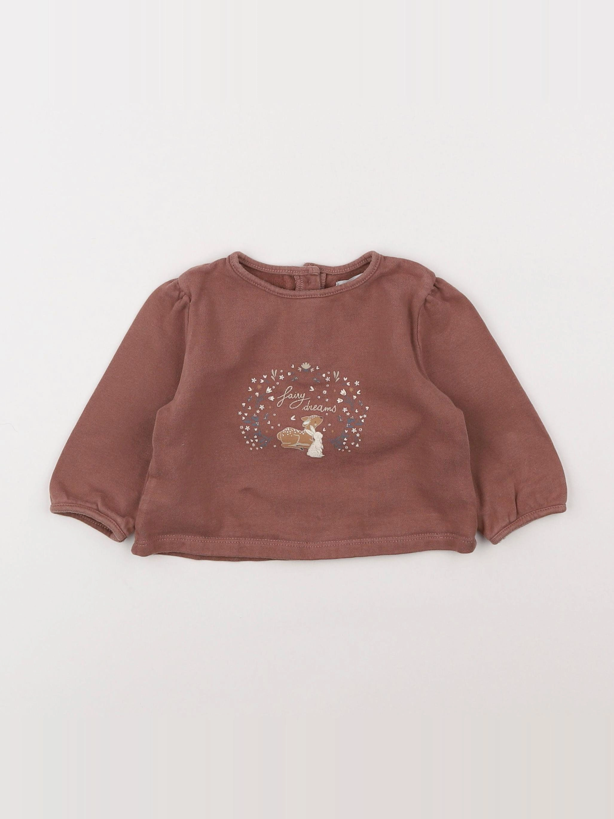 Vertbaudet - sweat marron - 6 mois