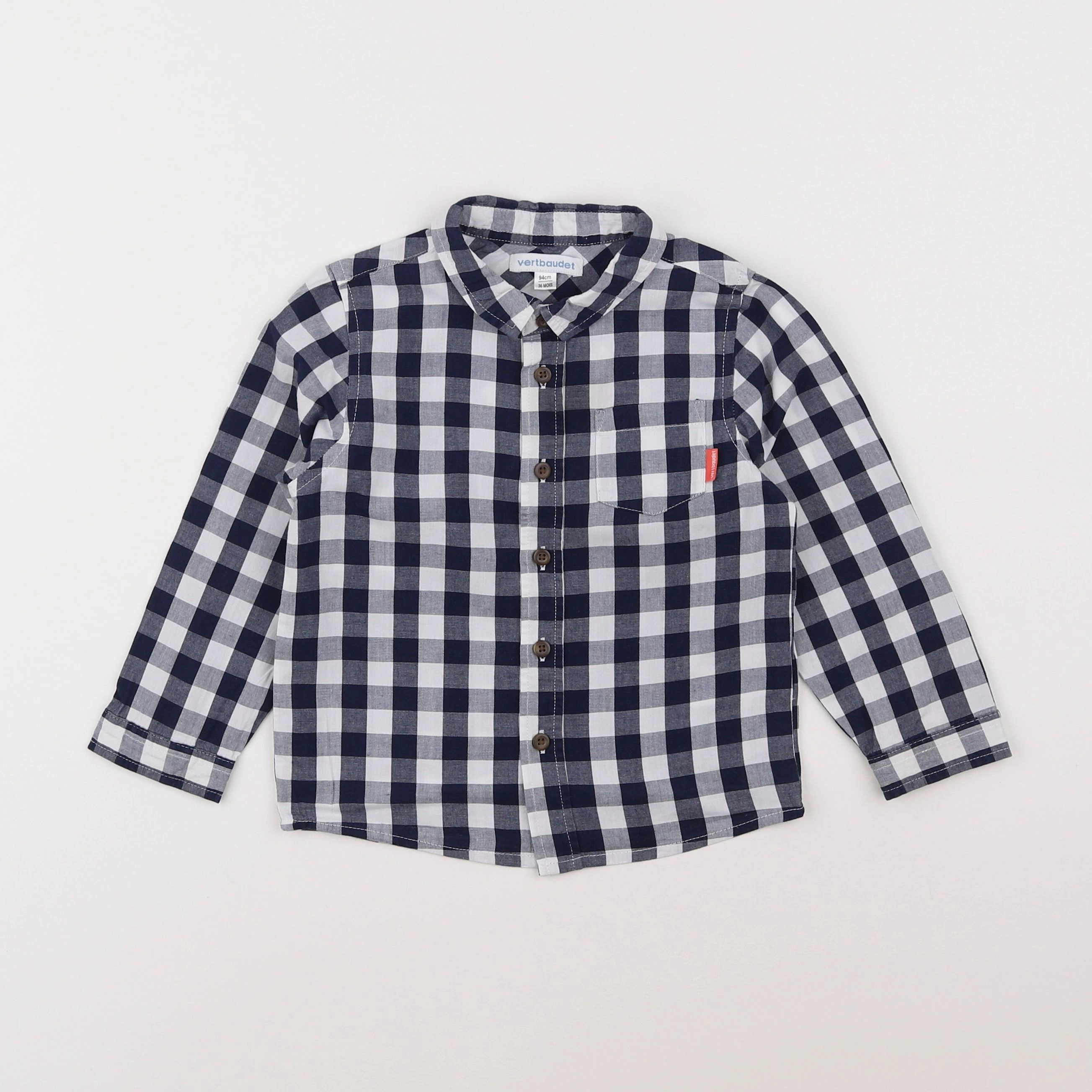 Vertbaudet - chemise blanc, bleu - 3 ans