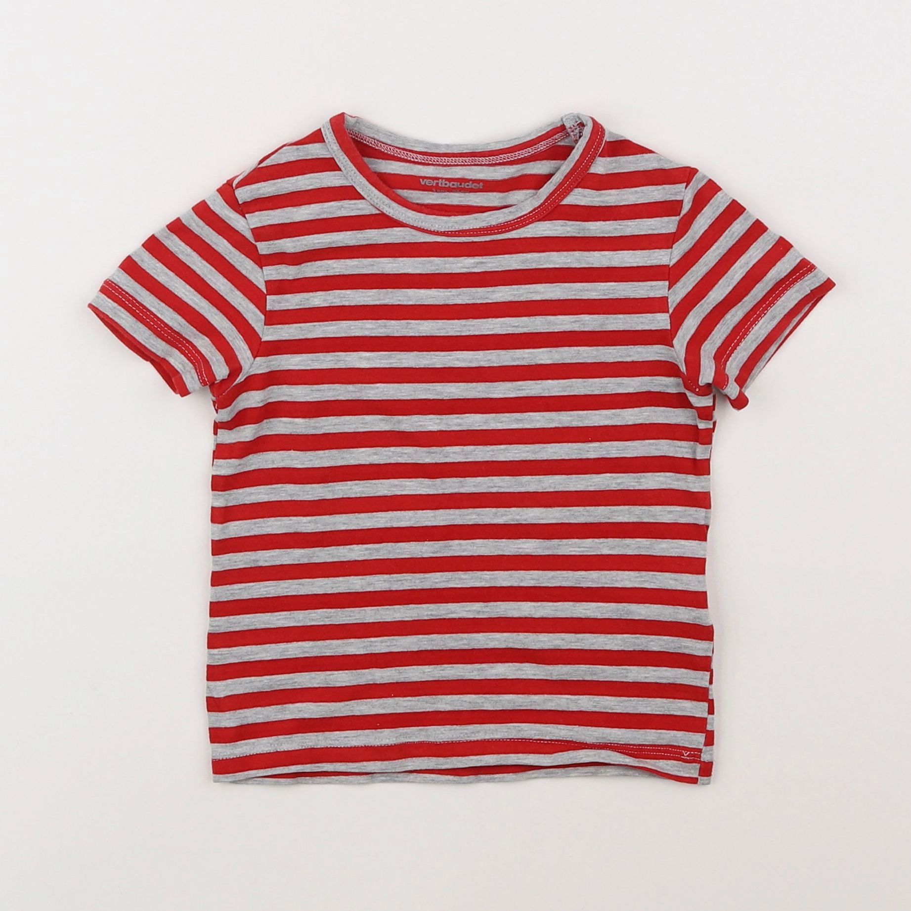 Vertbaudet - tee-shirt rouge, gris - 3 ans