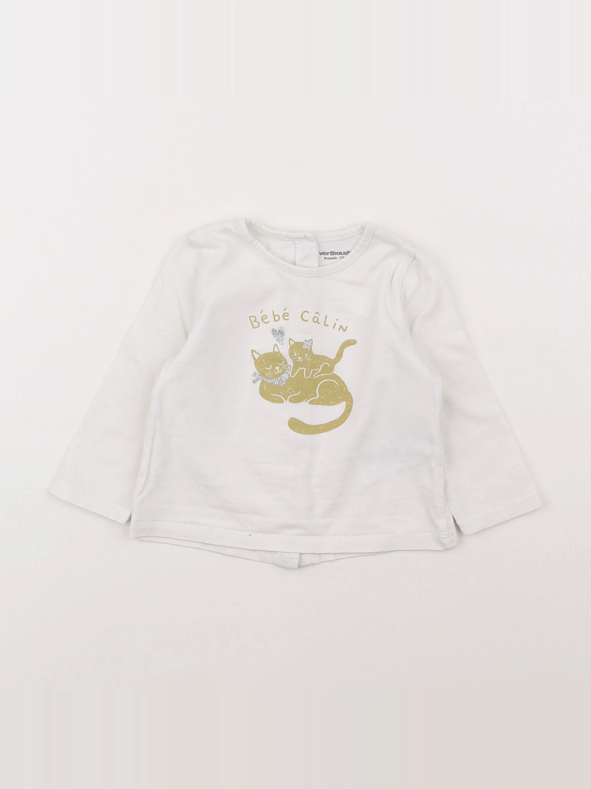 Vertbaudet - tee-shirt blanc - 9 mois
